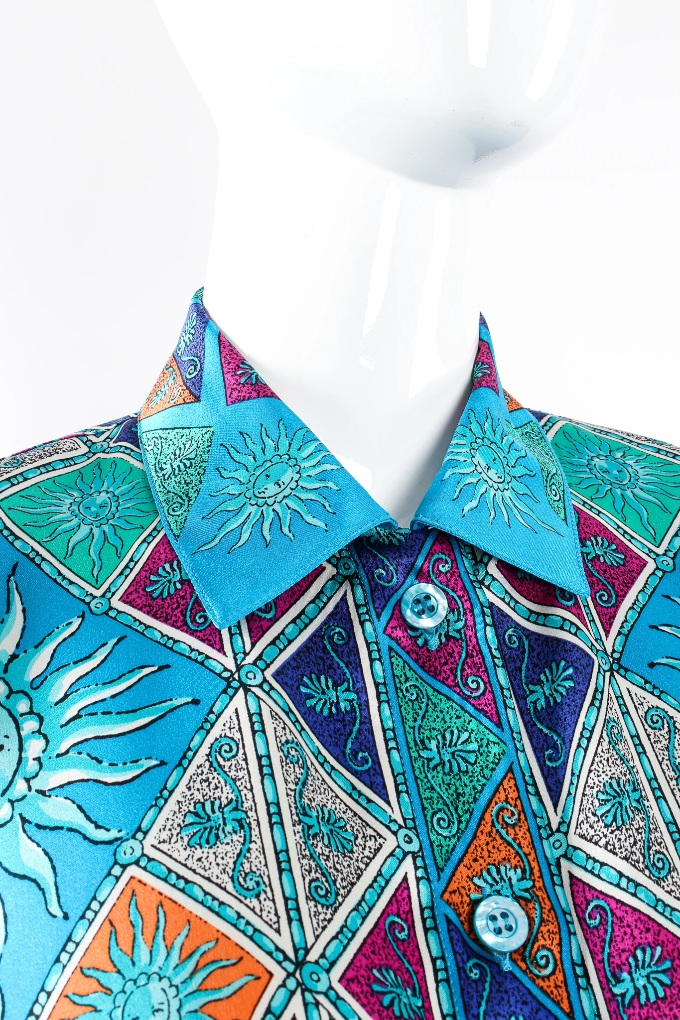 Sol Goddess Mosaic Satin Shirt - Image 7