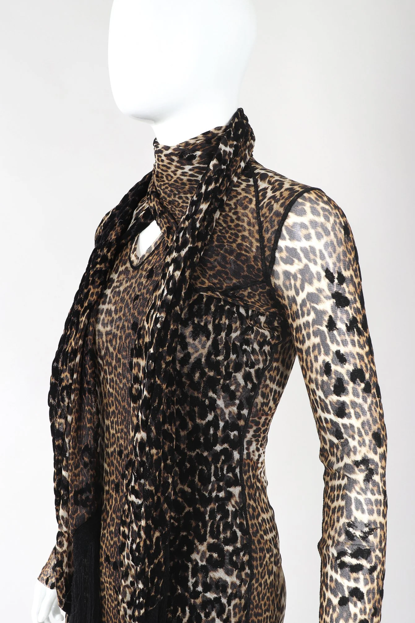 Soleil Mesh Leopard Scarf Dress