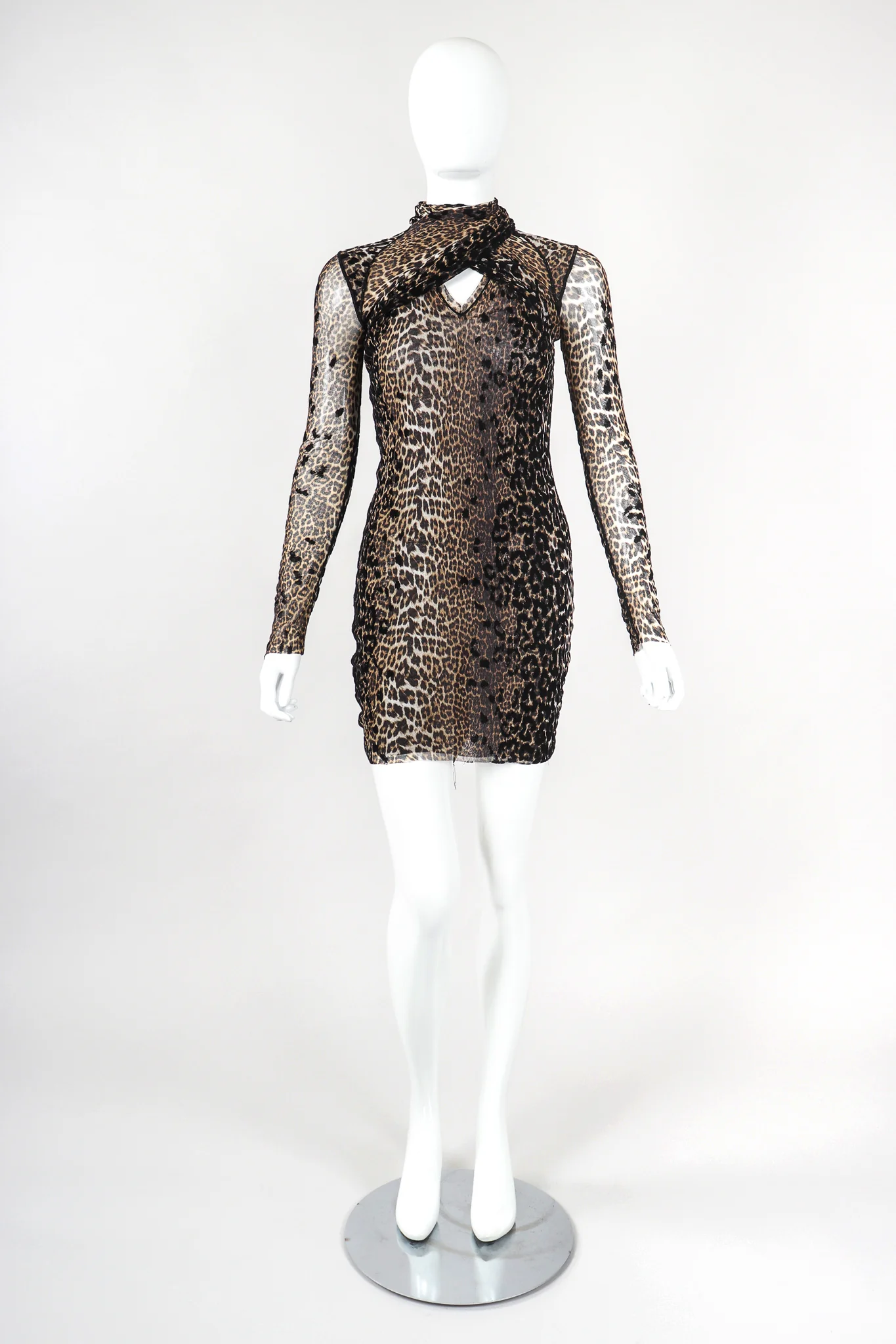 Soleil Mesh Leopard Scarf Dress - Image 4
