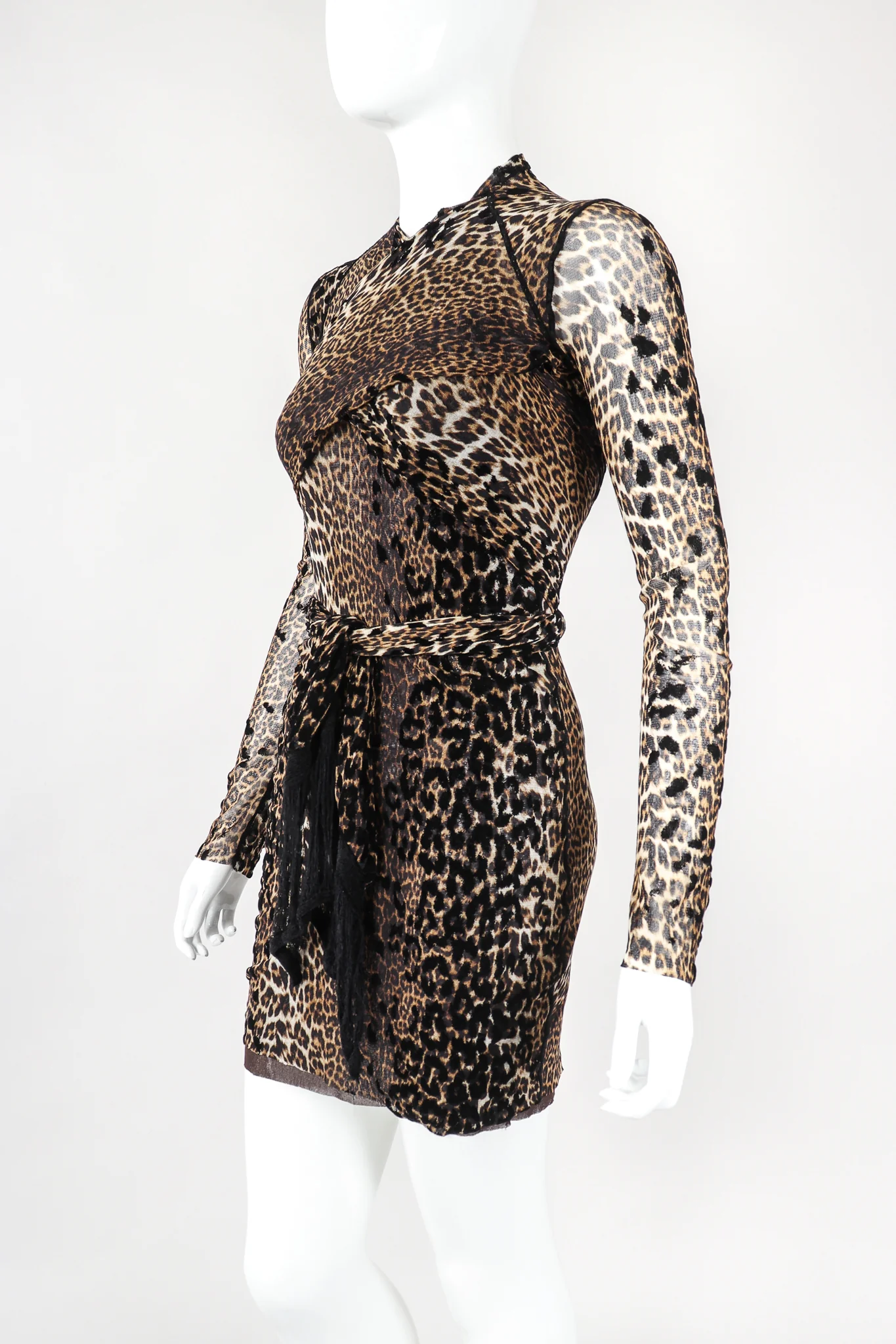 Soleil Mesh Leopard Scarf Dress - Image 7