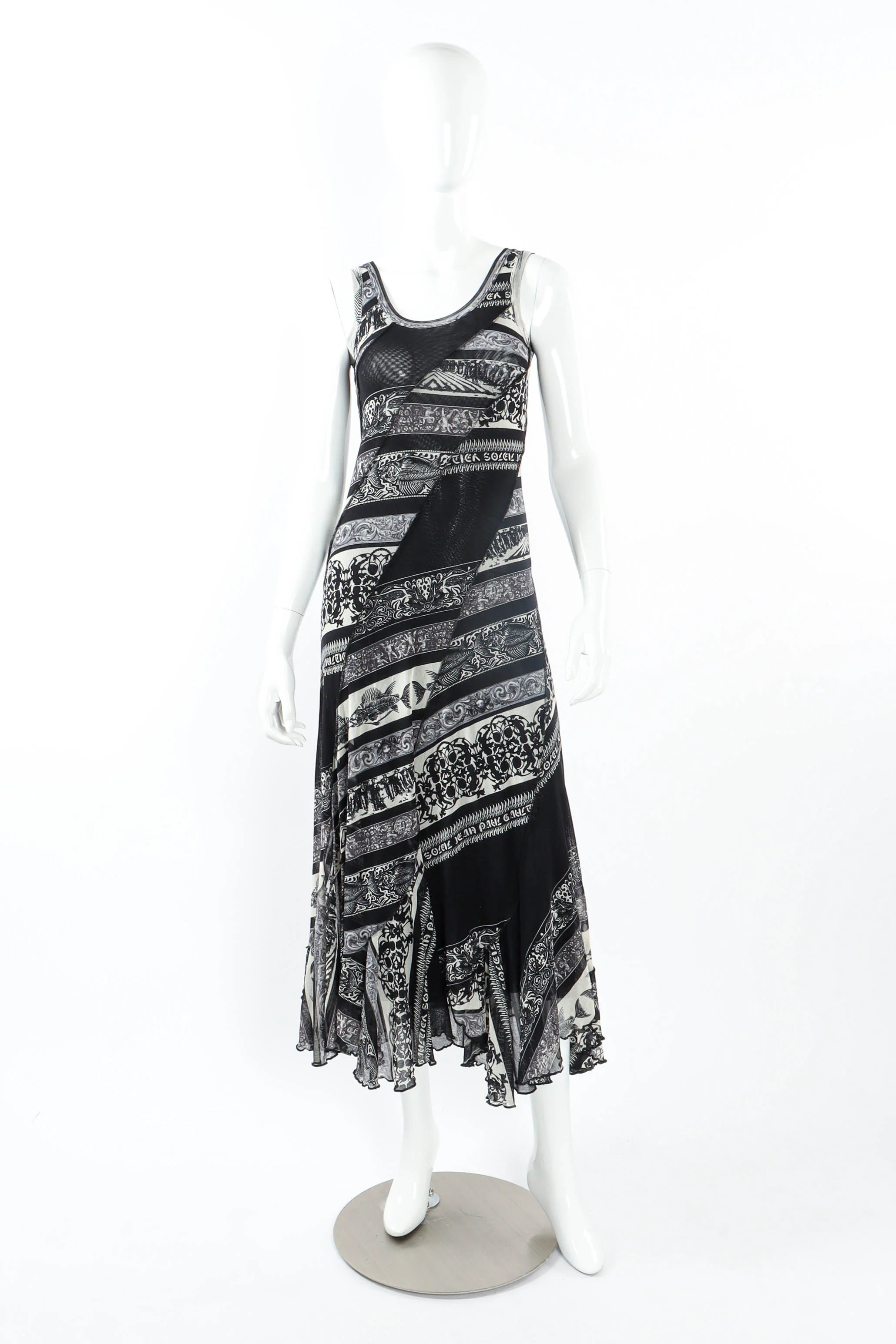 Soleil Mesh Stripe Patch Art Dress - Image 2