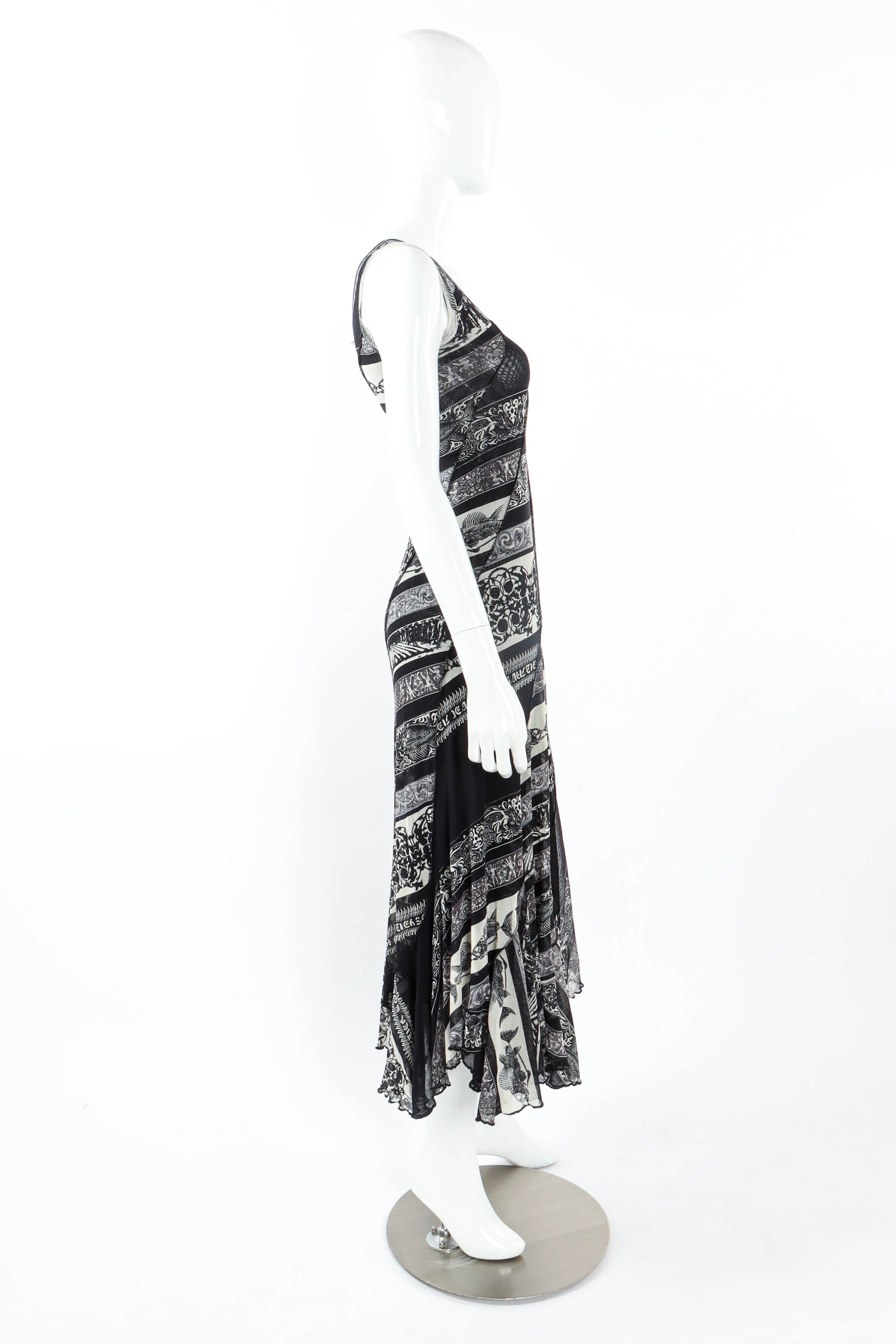 Soleil Mesh Stripe Patch Art Dress - Image 3
