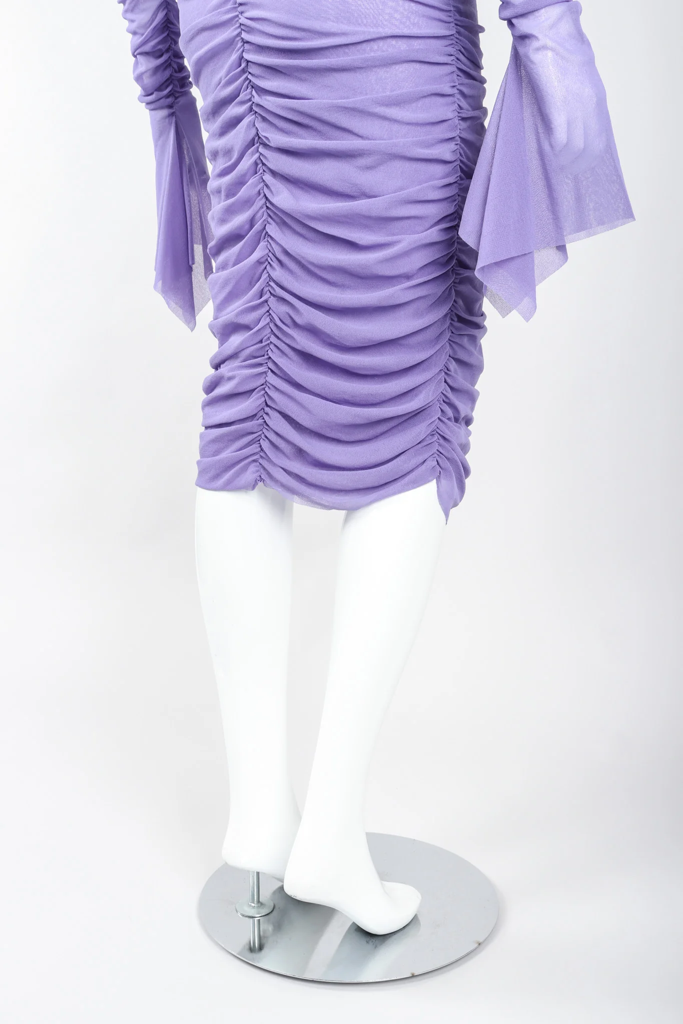 Soleil Ruched Mesh Ruffle Cuff Dress - Image 11