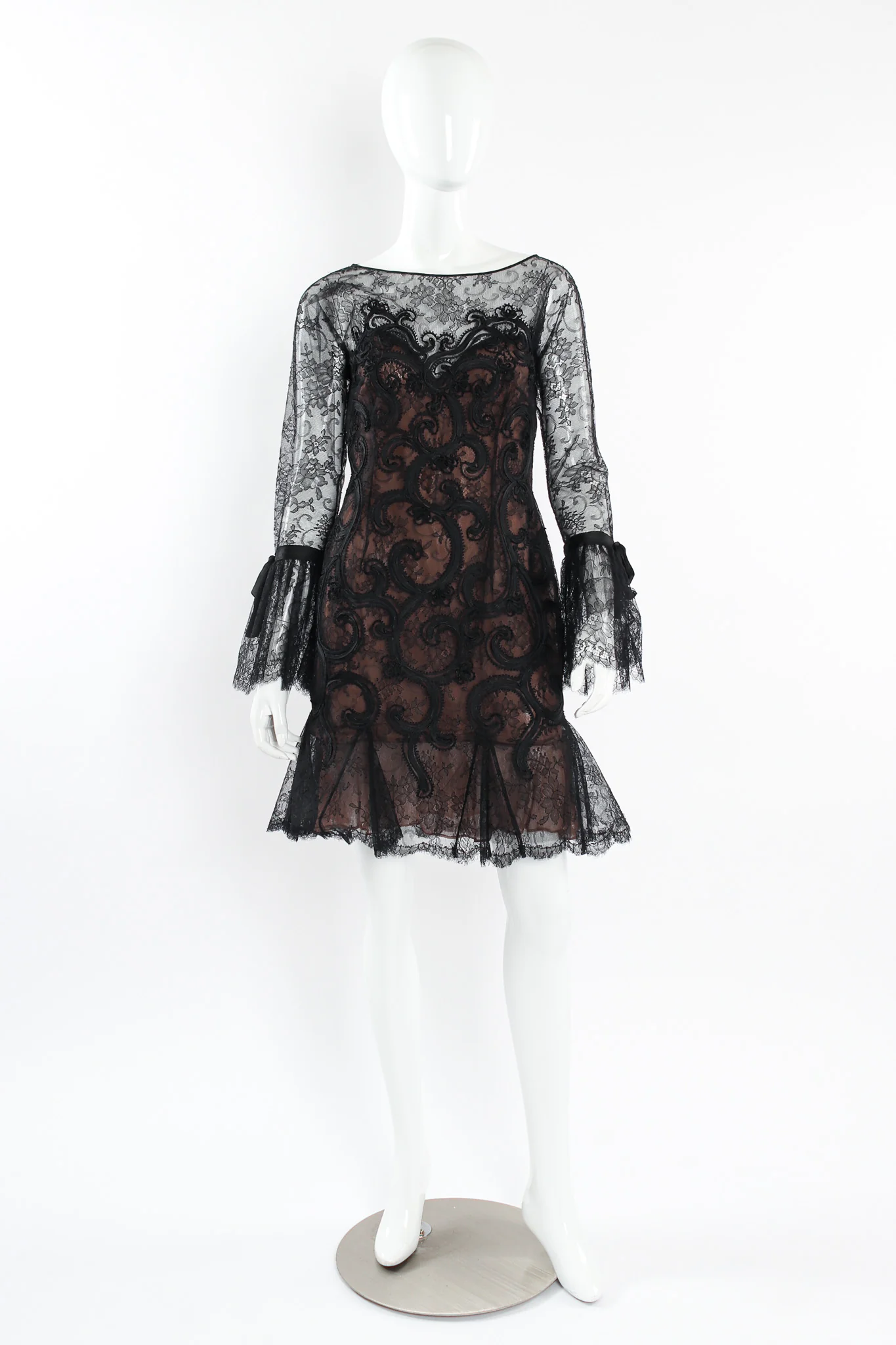 Soutache Chantilly Lace Ruffle Dress