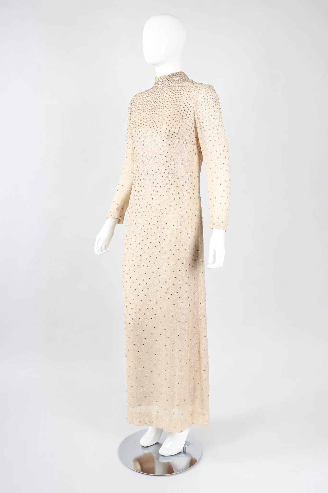 Sparkling Crystal Champagne Dress - Image 3