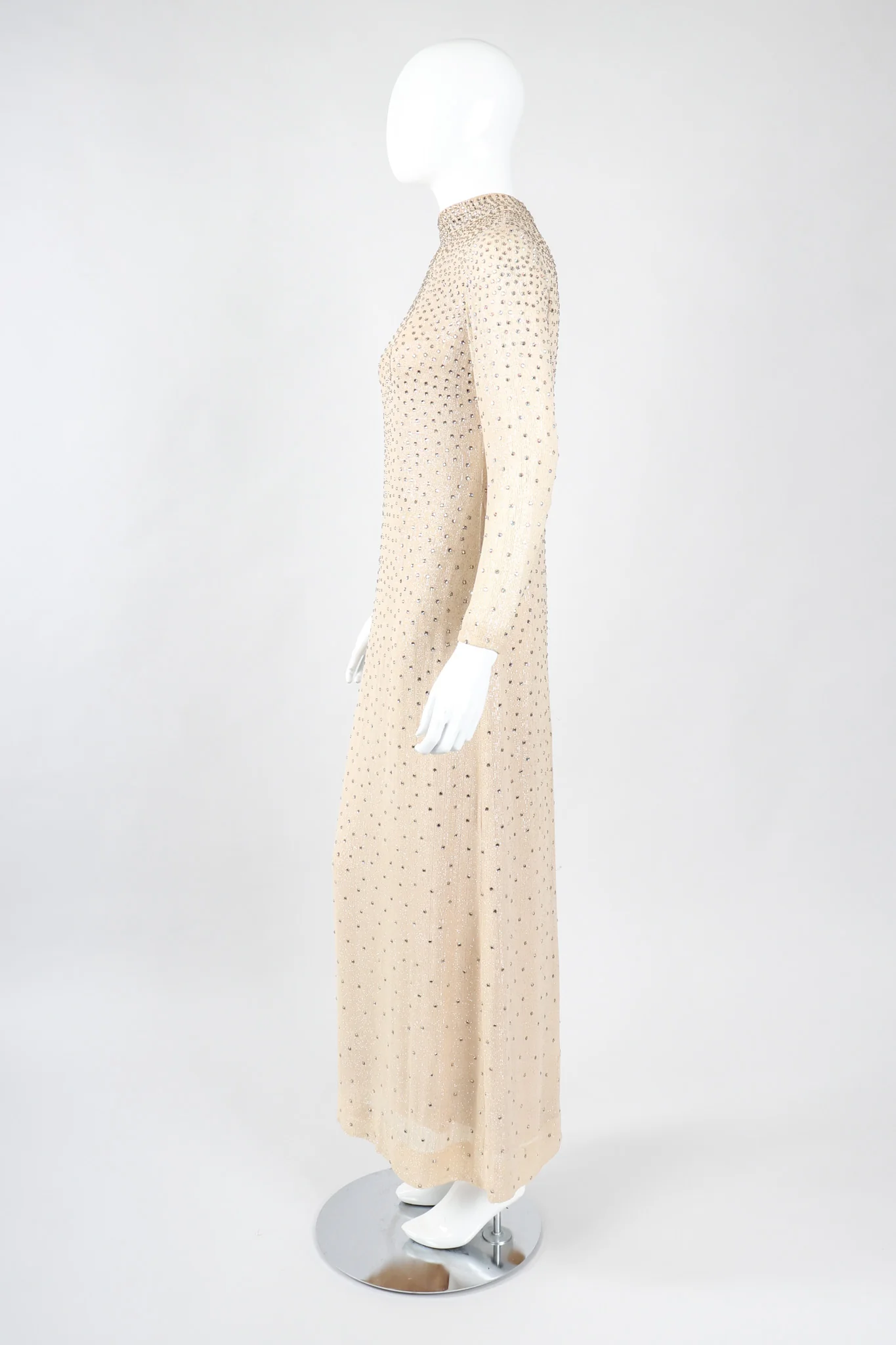 Sparkling Crystal Champagne Dress - Image 4