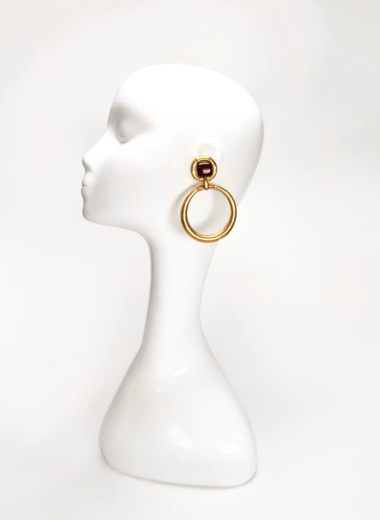 Square Stone Hoop Drop Earrings - Image 2