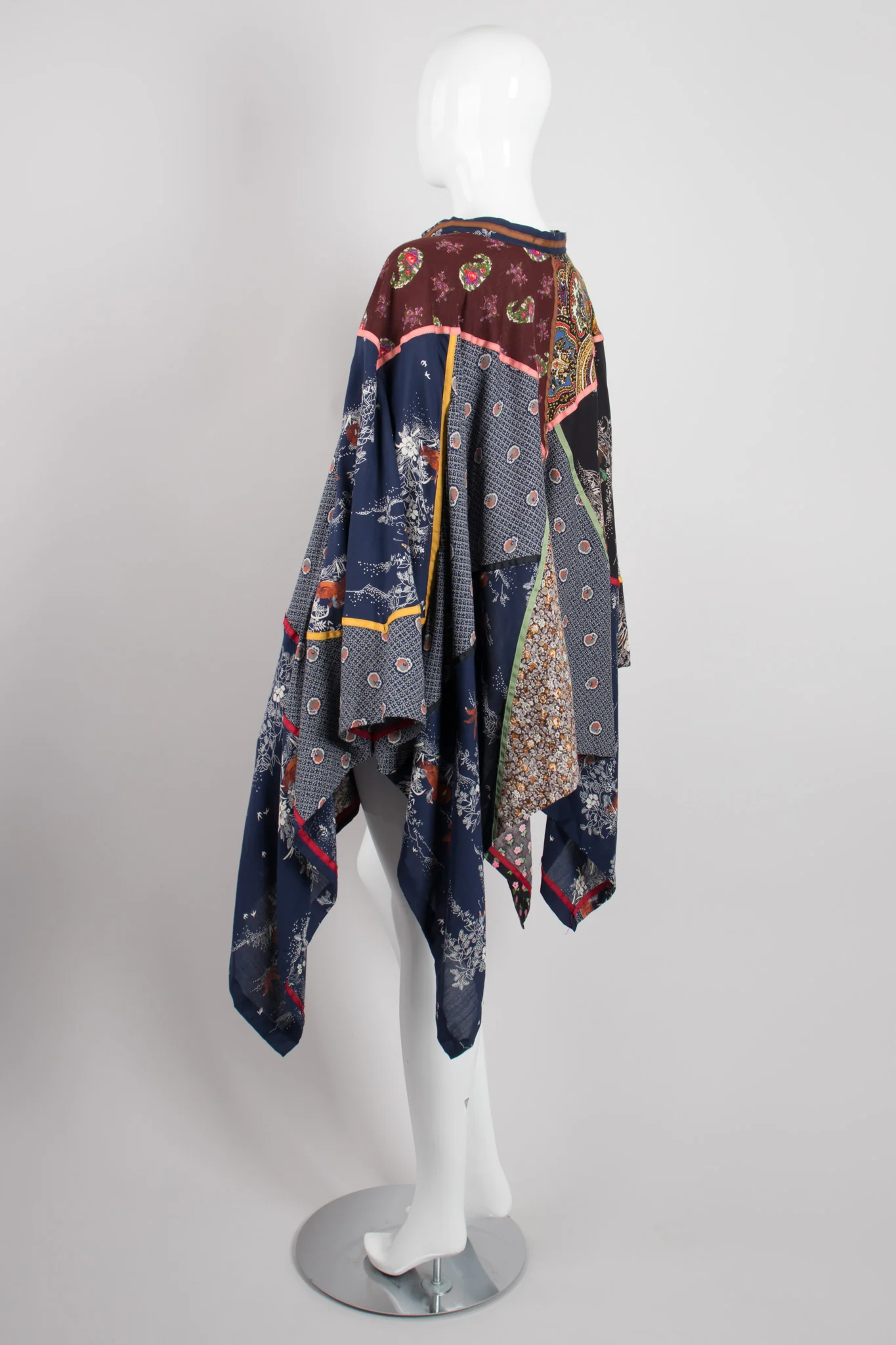 Stand Collar Patchwork Poncho - Image 5