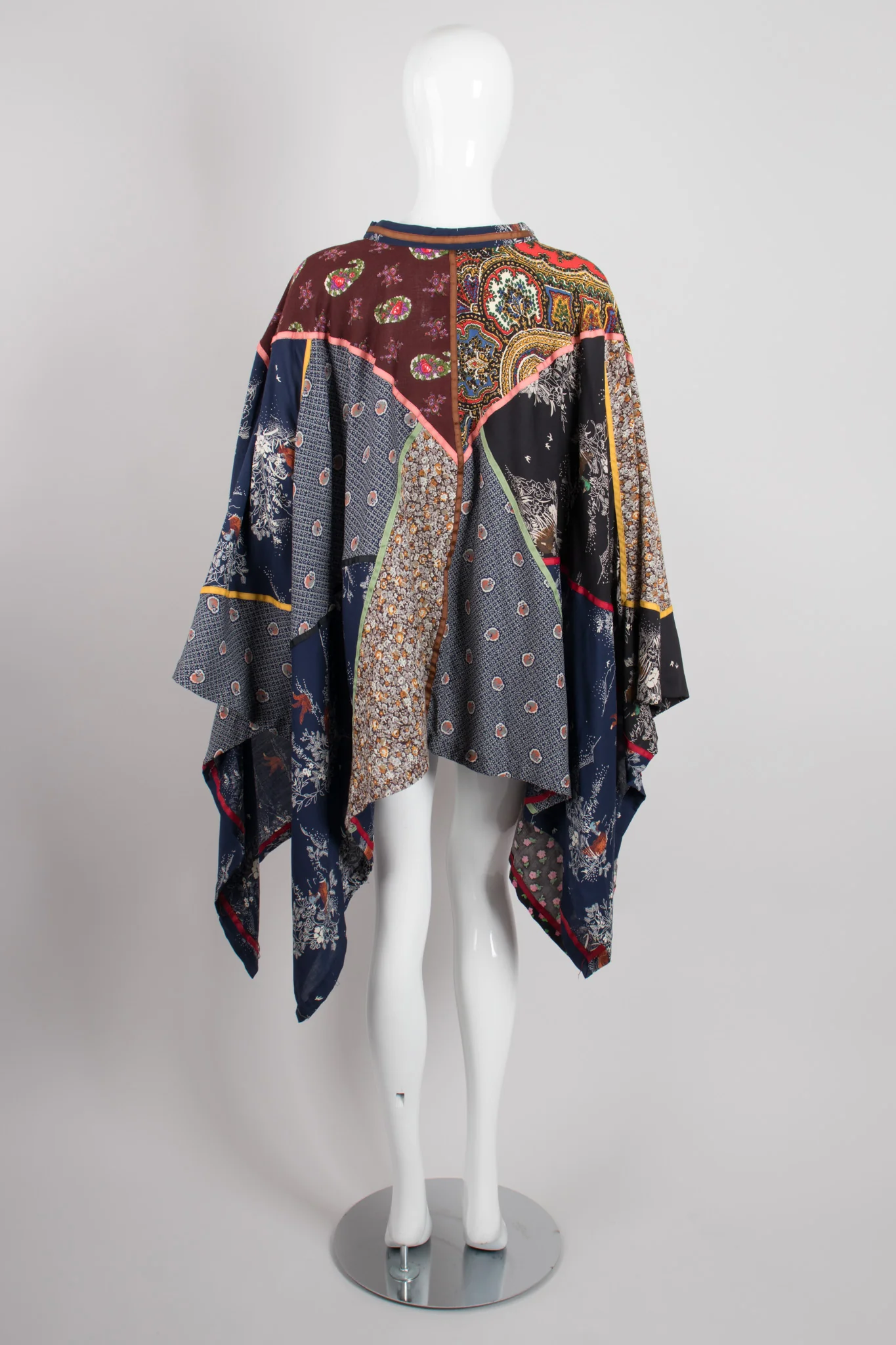 Stand Collar Patchwork Poncho - Image 6