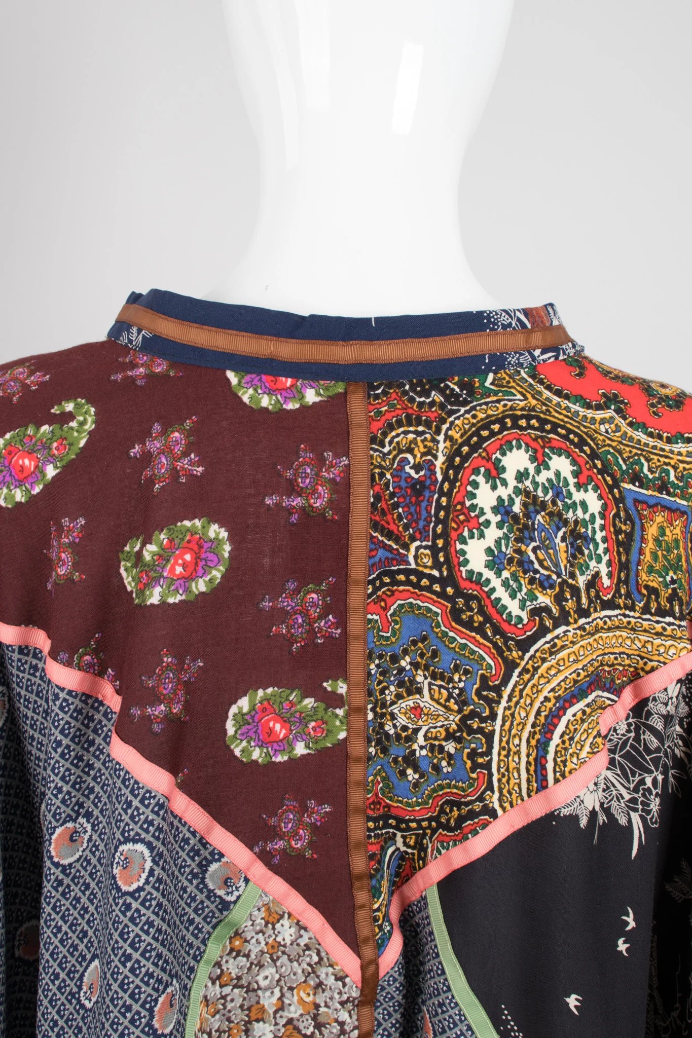 Stand Collar Patchwork Poncho - Image 7