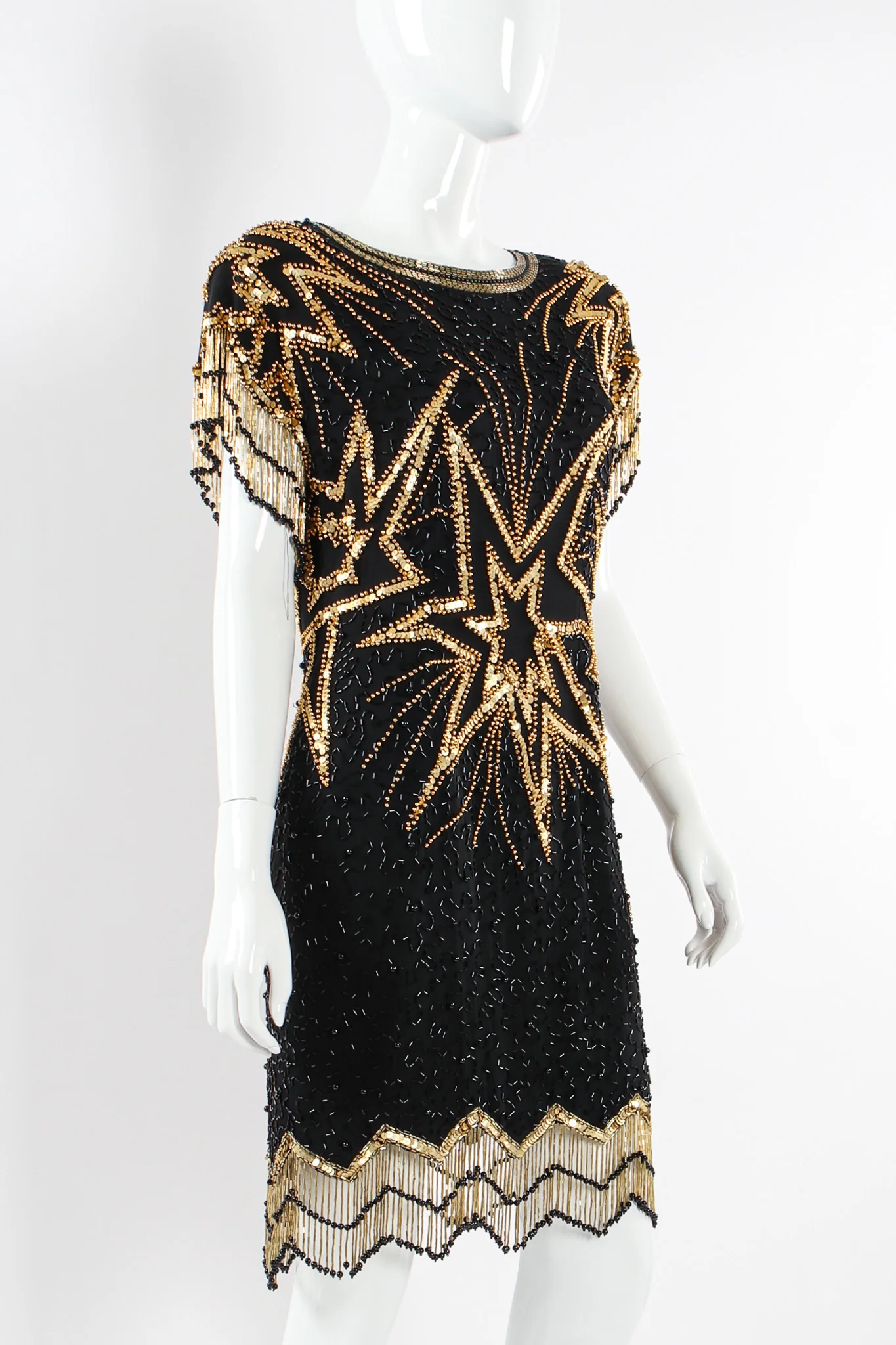 Star Beaded Fringe SIlk Dress - Image 2