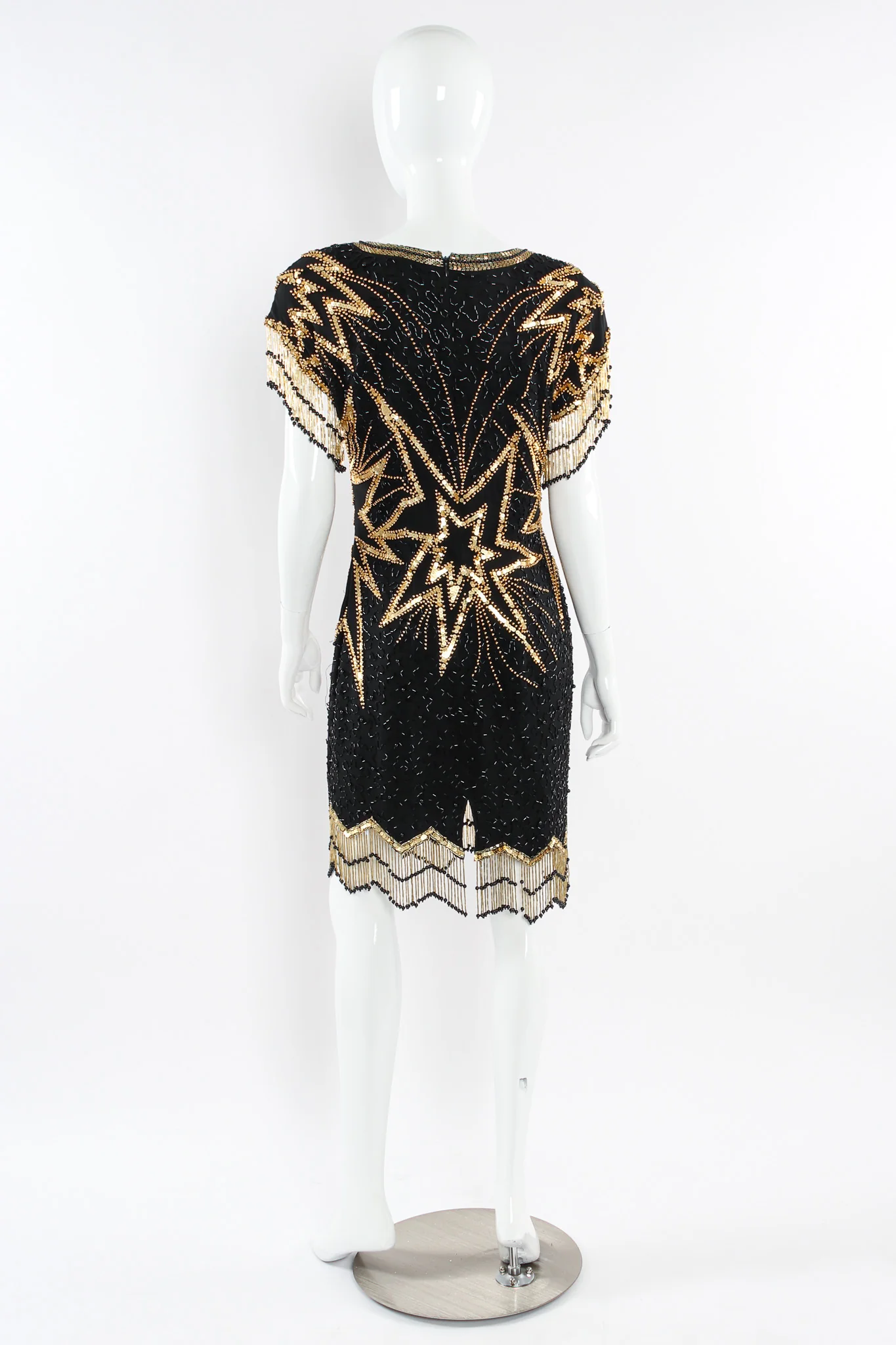 Star Beaded Fringe SIlk Dress - Image 3