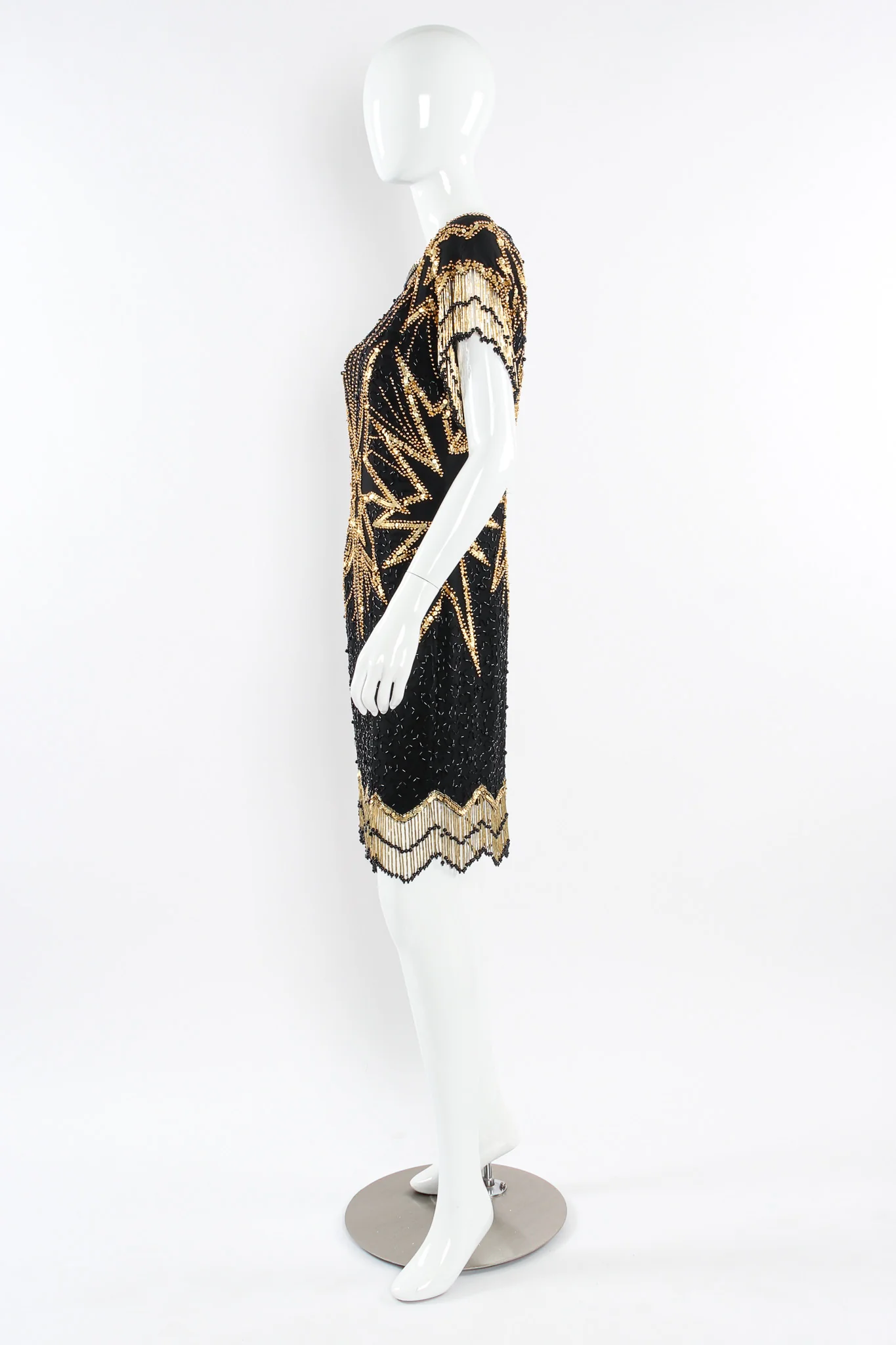 Star Beaded Fringe SIlk Dress - Image 4