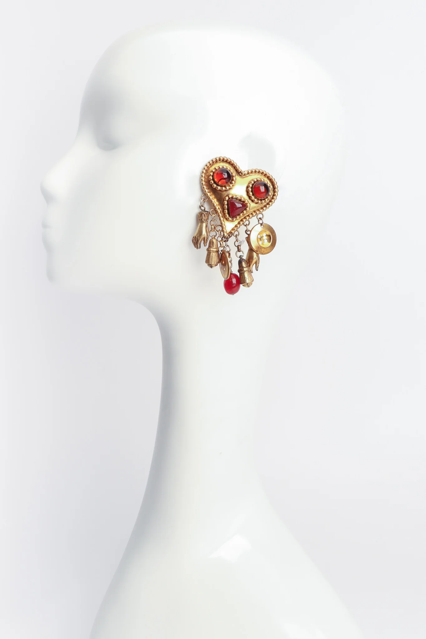 Heart Charm Drop Earrings - Image 2