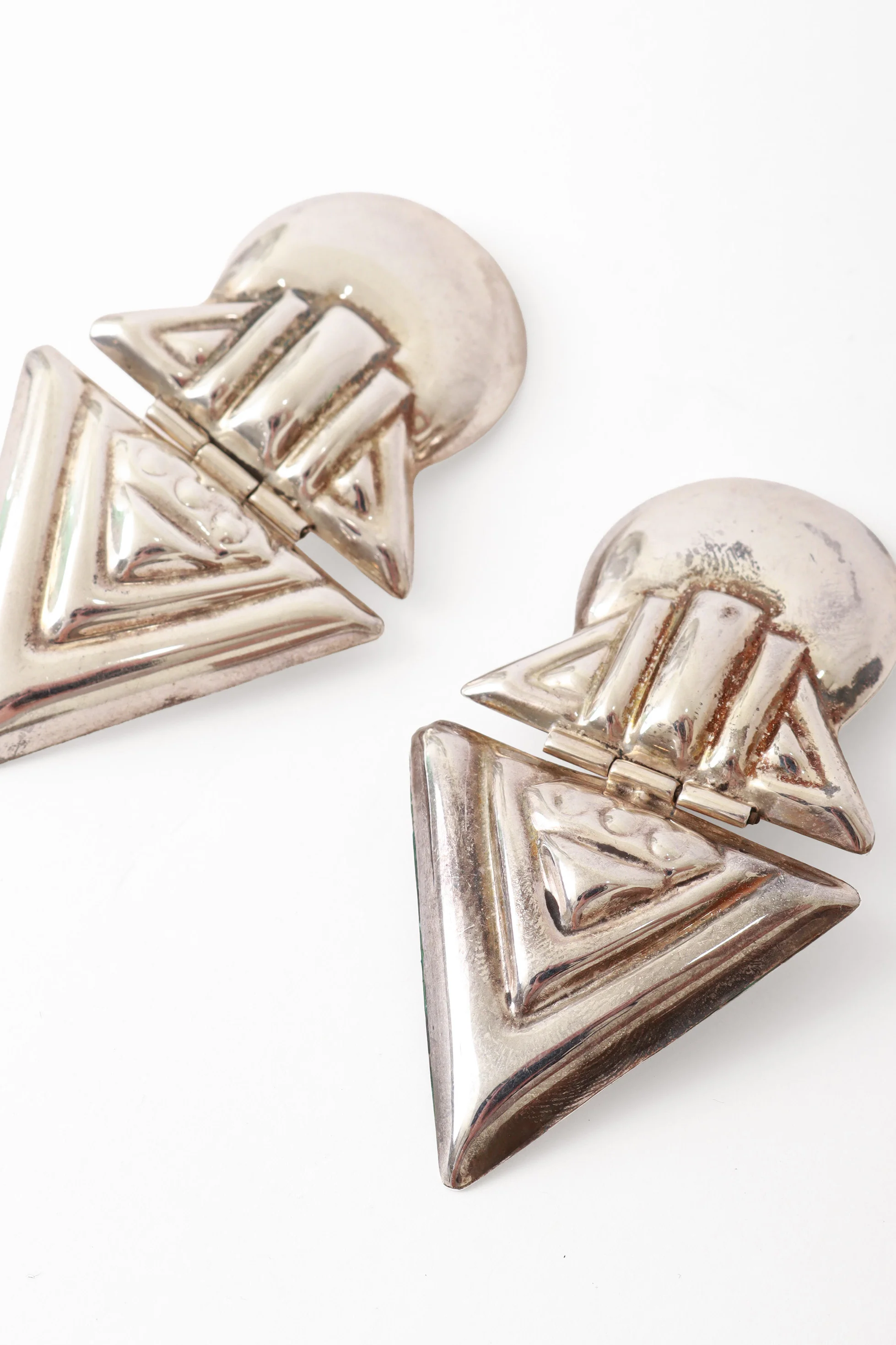 Sterling Aztec Point Drop Earrings - Image 3