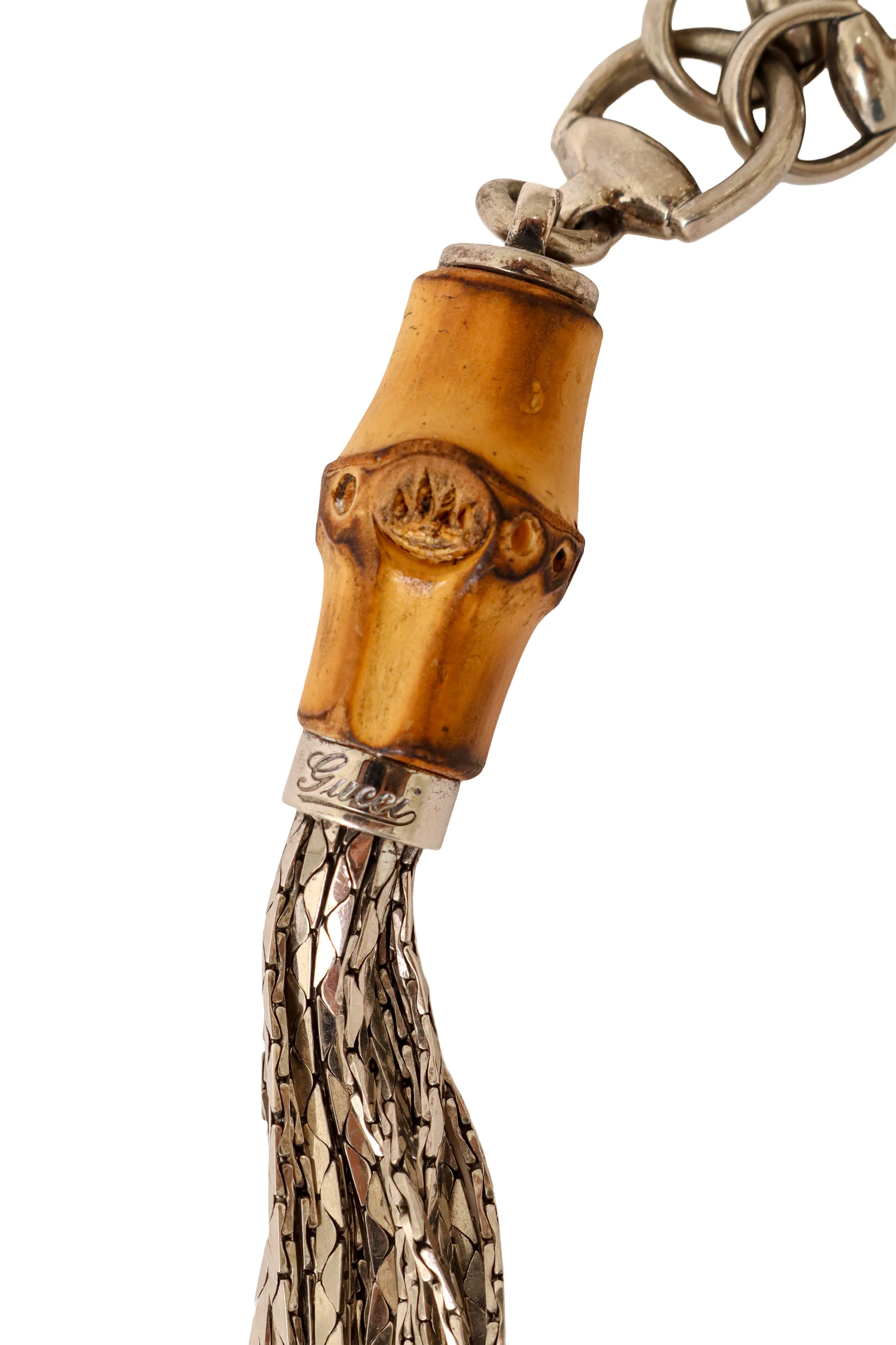 Sterling Bamboo Horsebit Tassel Necklace - Image 4