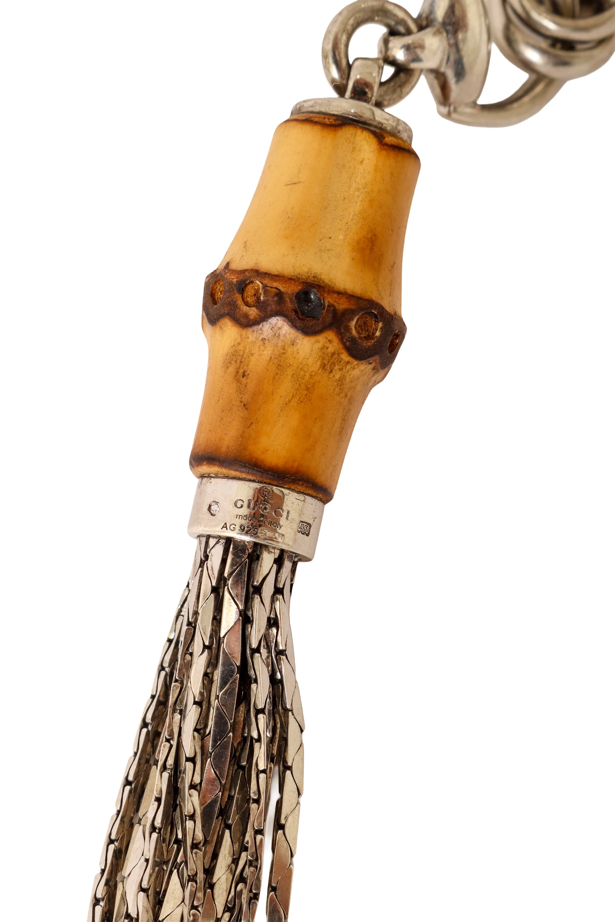 Sterling Bamboo Horsebit Tassel Necklace - Image 5