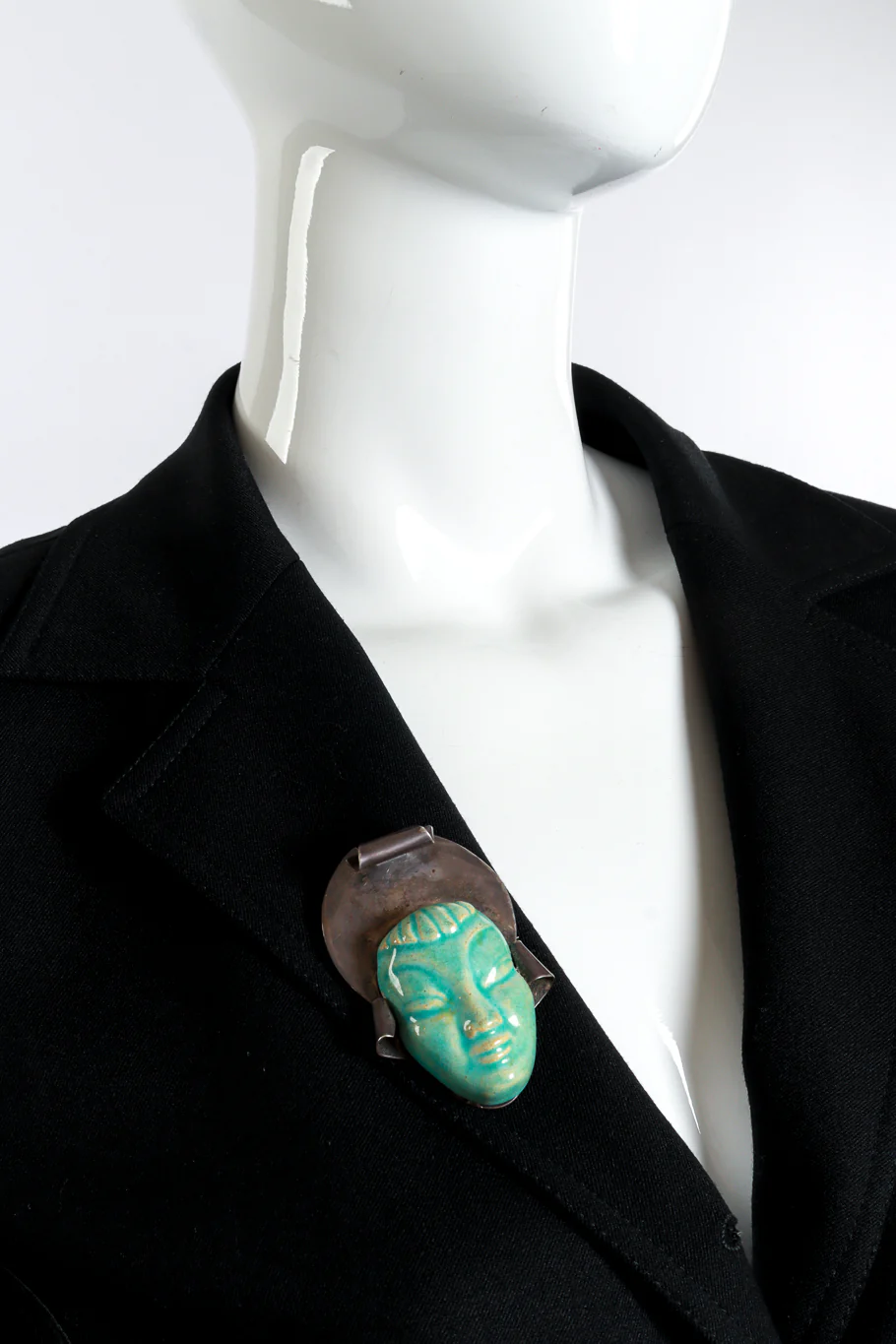 Sterling Chinoiserie Face Brooch - Image 2