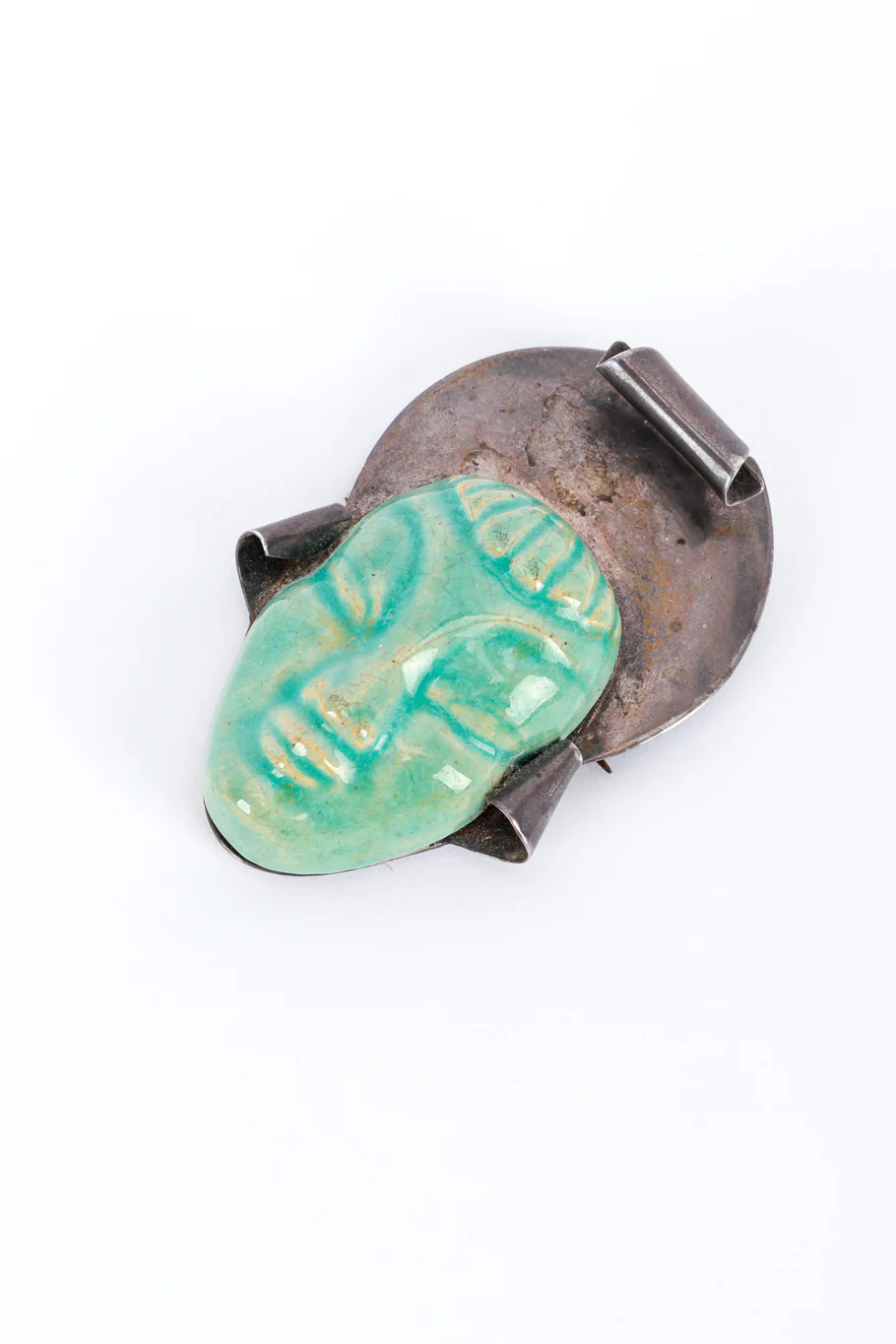 Sterling Chinoiserie Face Brooch - Image 3