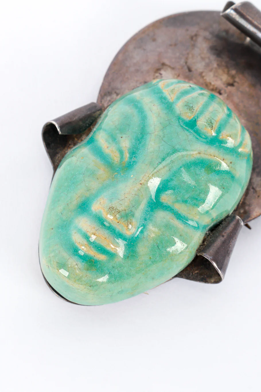 Sterling Chinoiserie Face Brooch - Image 8