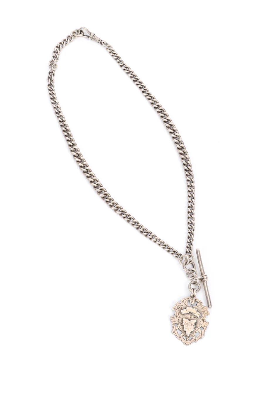 Sterling Fob Chain Crest Necklace