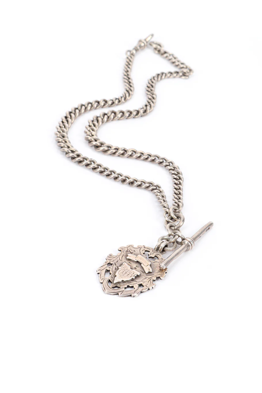 Sterling Fob Chain Crest Necklace - Image 2