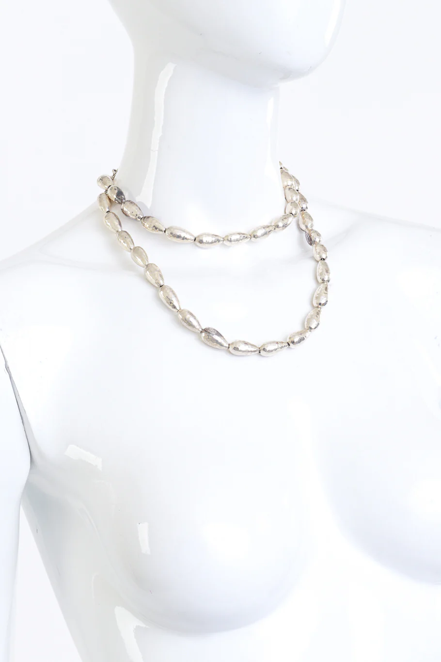 Sterling Silver Hammered Bead Necklace - Image 3