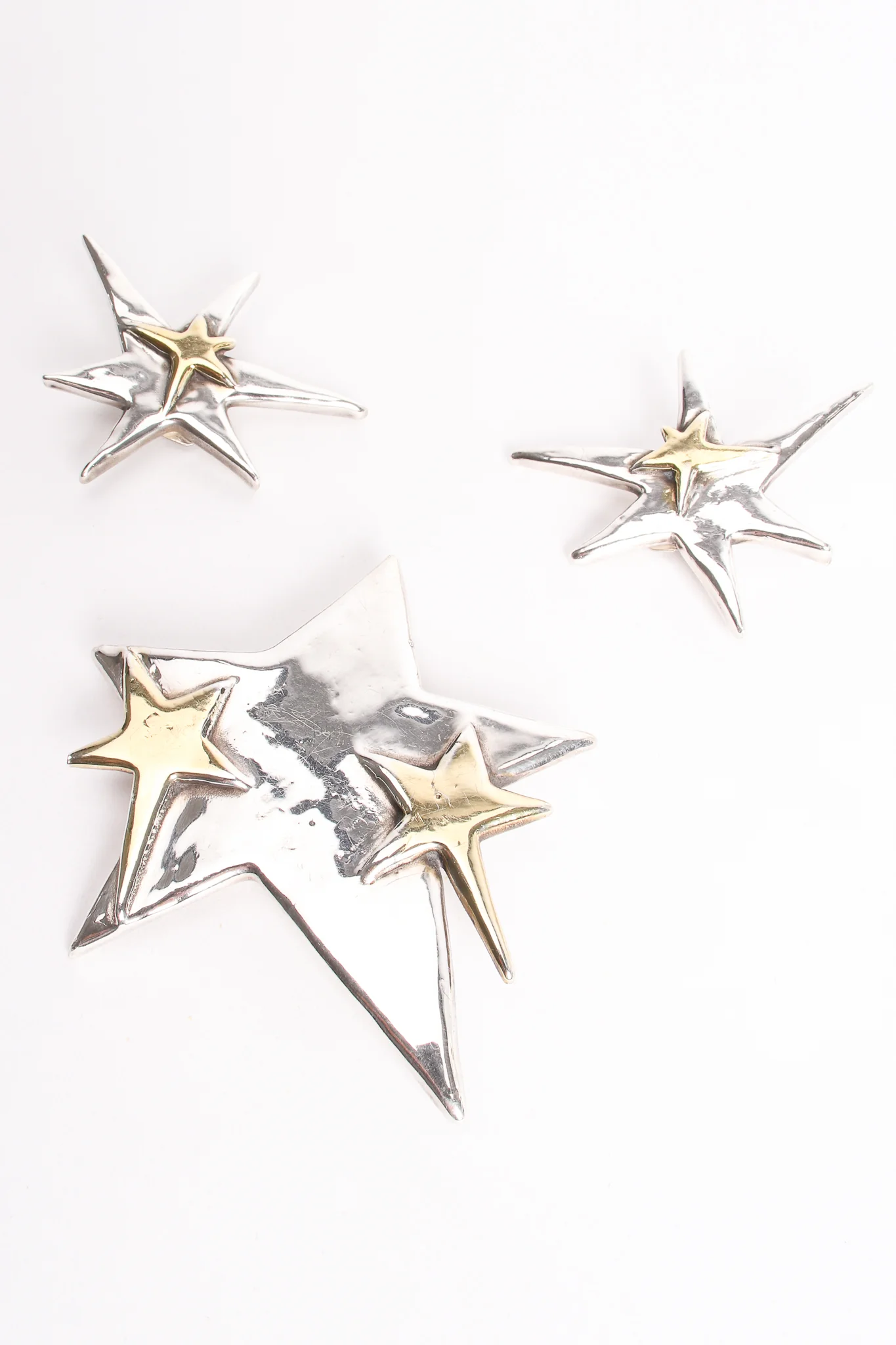 Sterling Star Earrings & Brooch Set