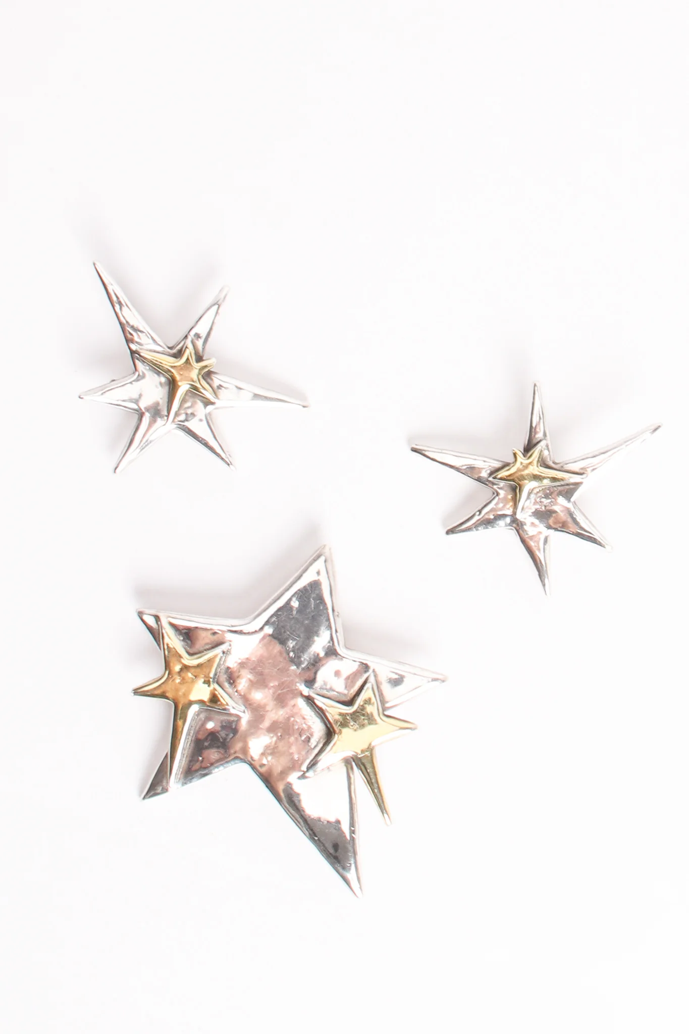 Sterling Star Earrings & Brooch Set - Image 2