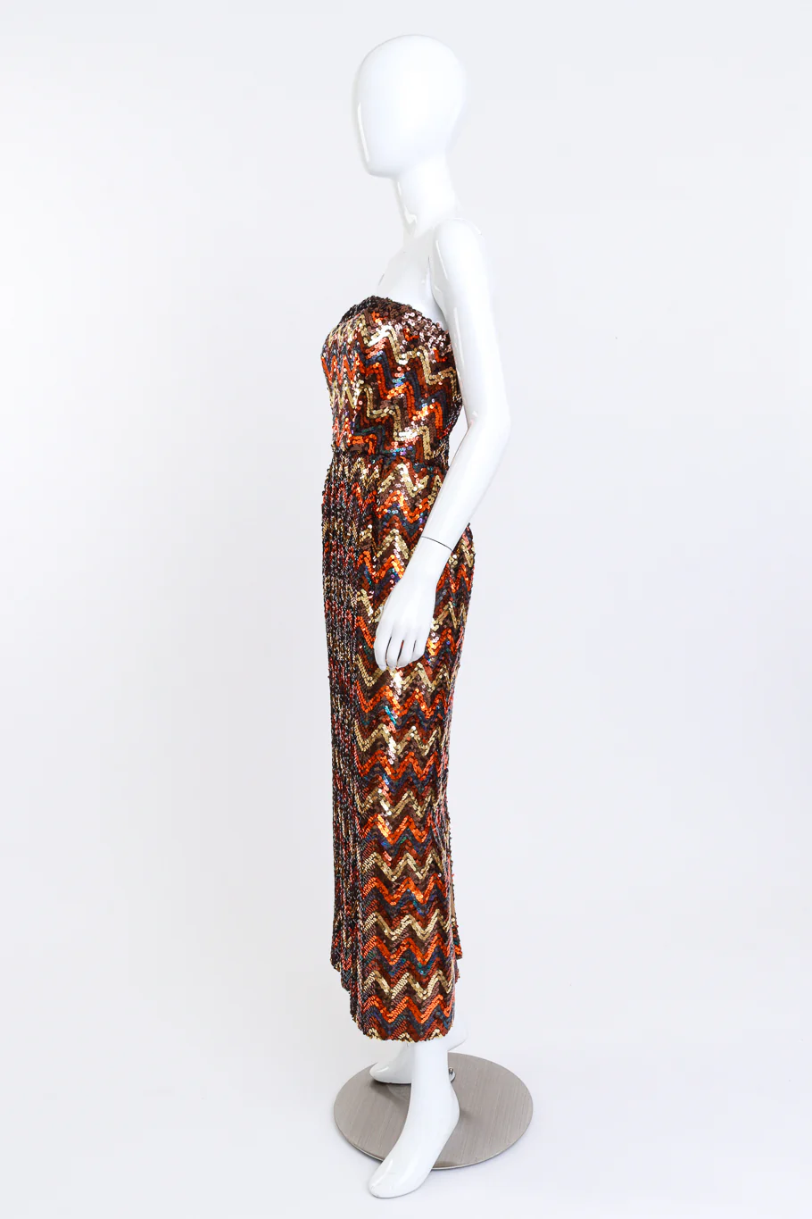 Strapless Chevron Sequin Dress - Image 3