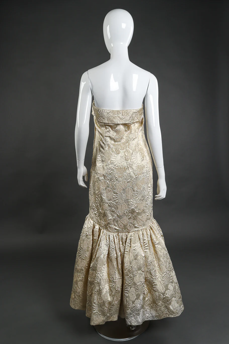 Strapless Floral Lamé Gown - Image 3