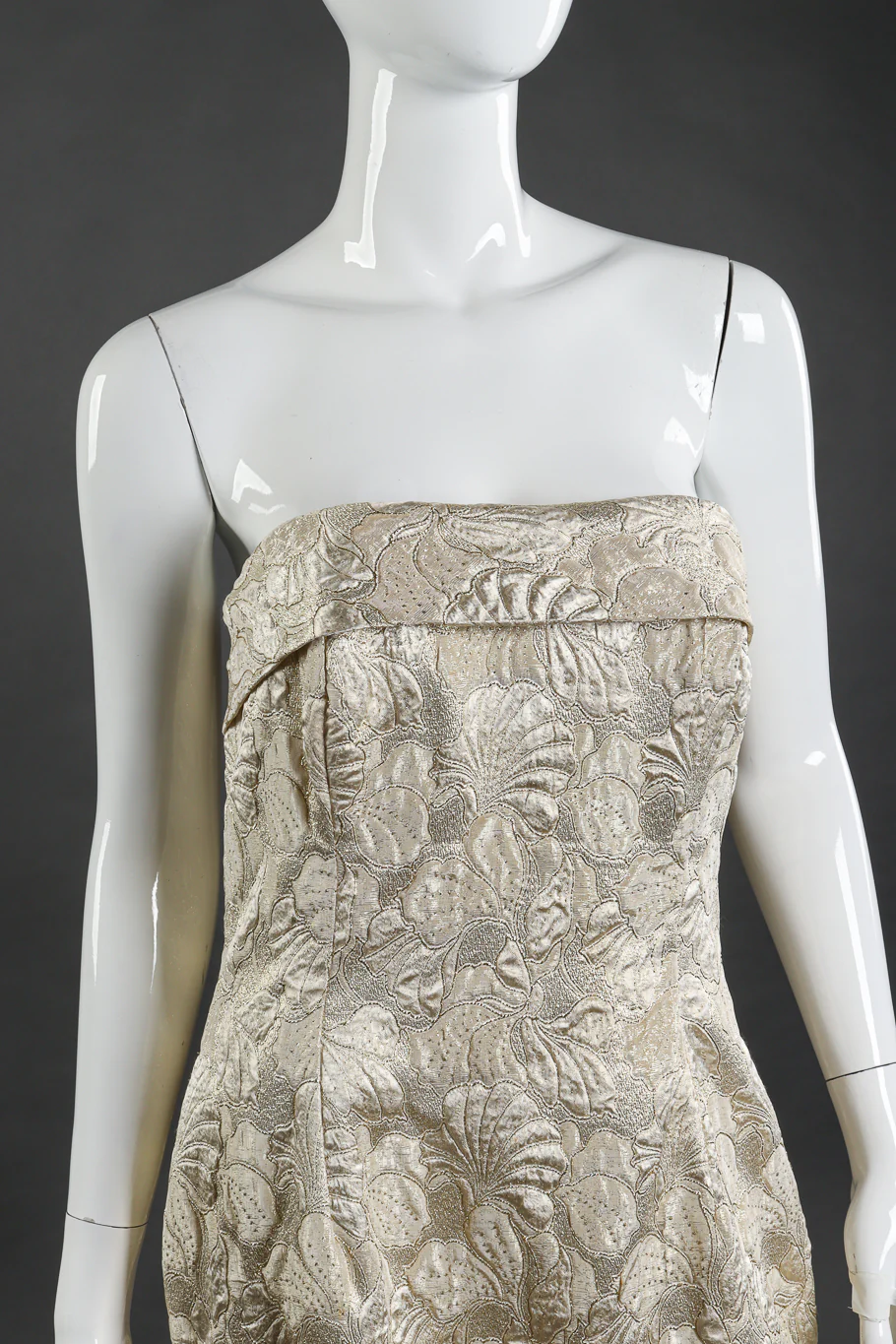 Strapless Floral Lamé Gown - Image 4