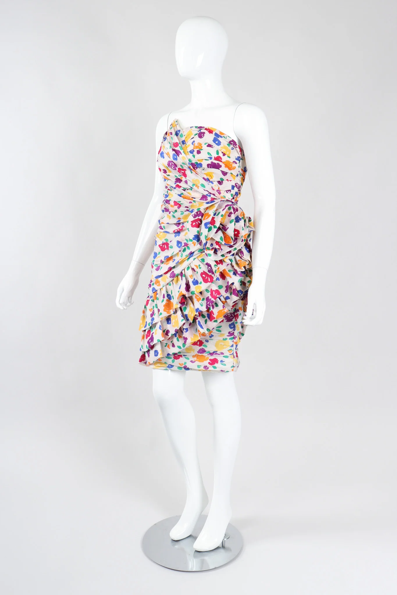 Strapless Floral Party Dress - Image 4