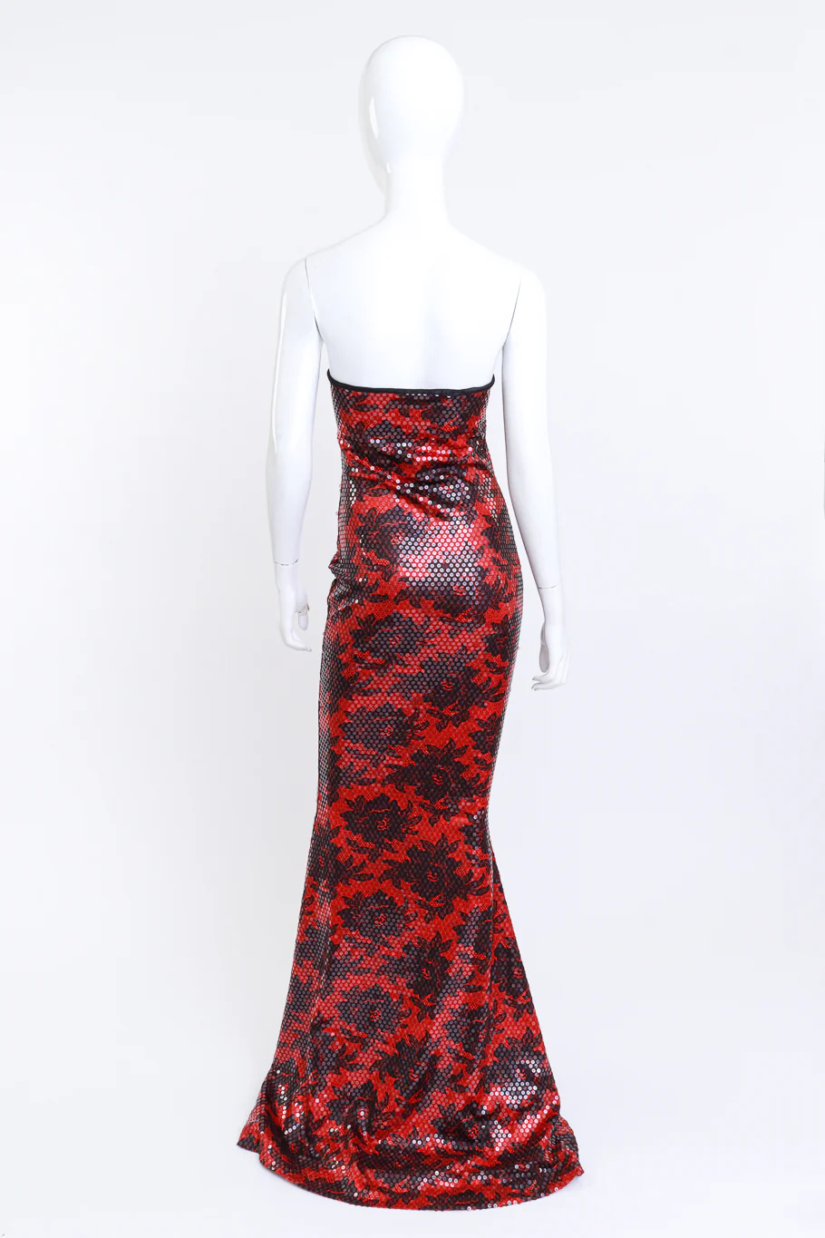 Strapless Floral Sequin Gown & Feather Jacket Set - Image 5