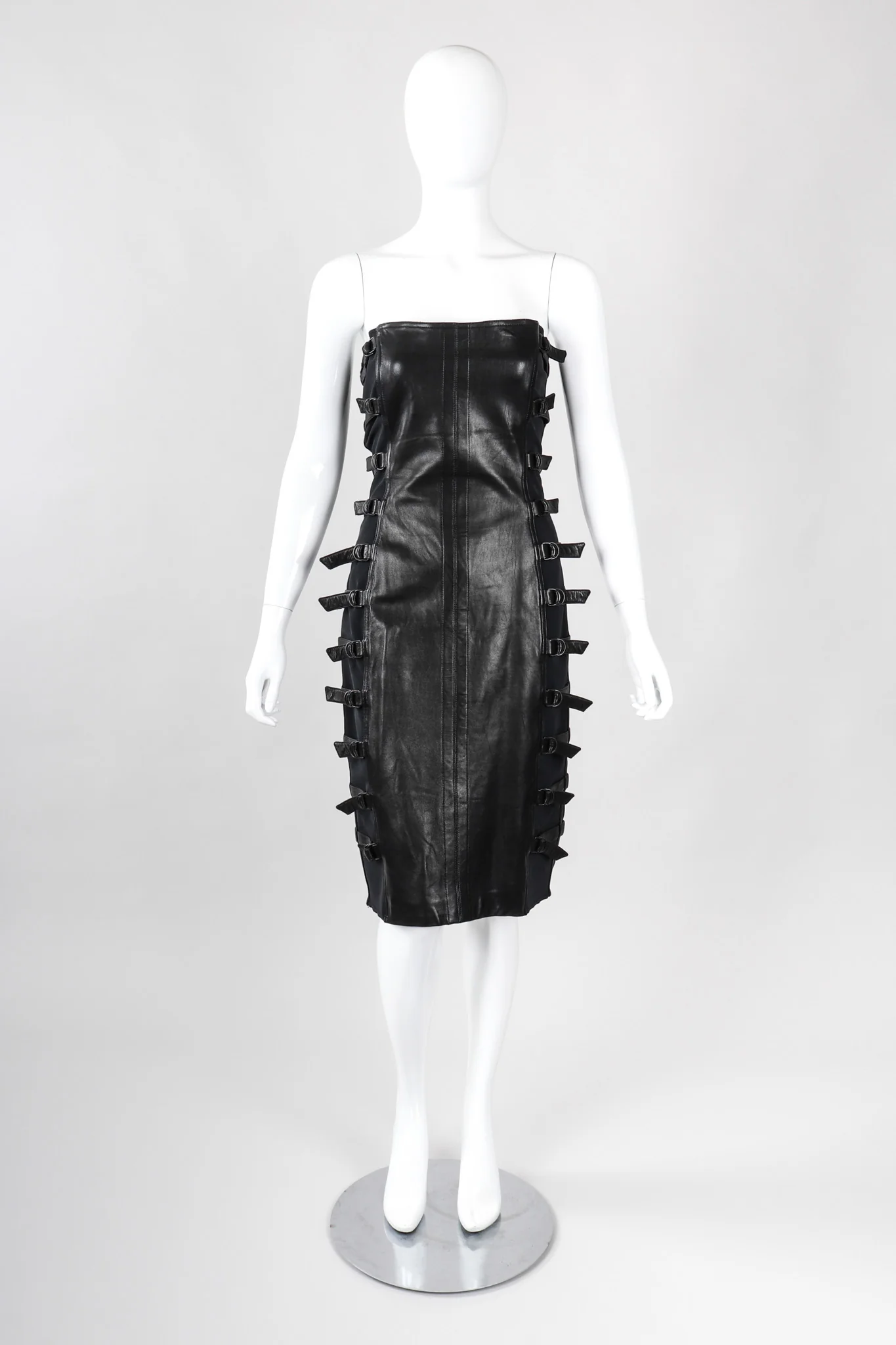 Strapless Leather Bondage Cage Dress - Image 3