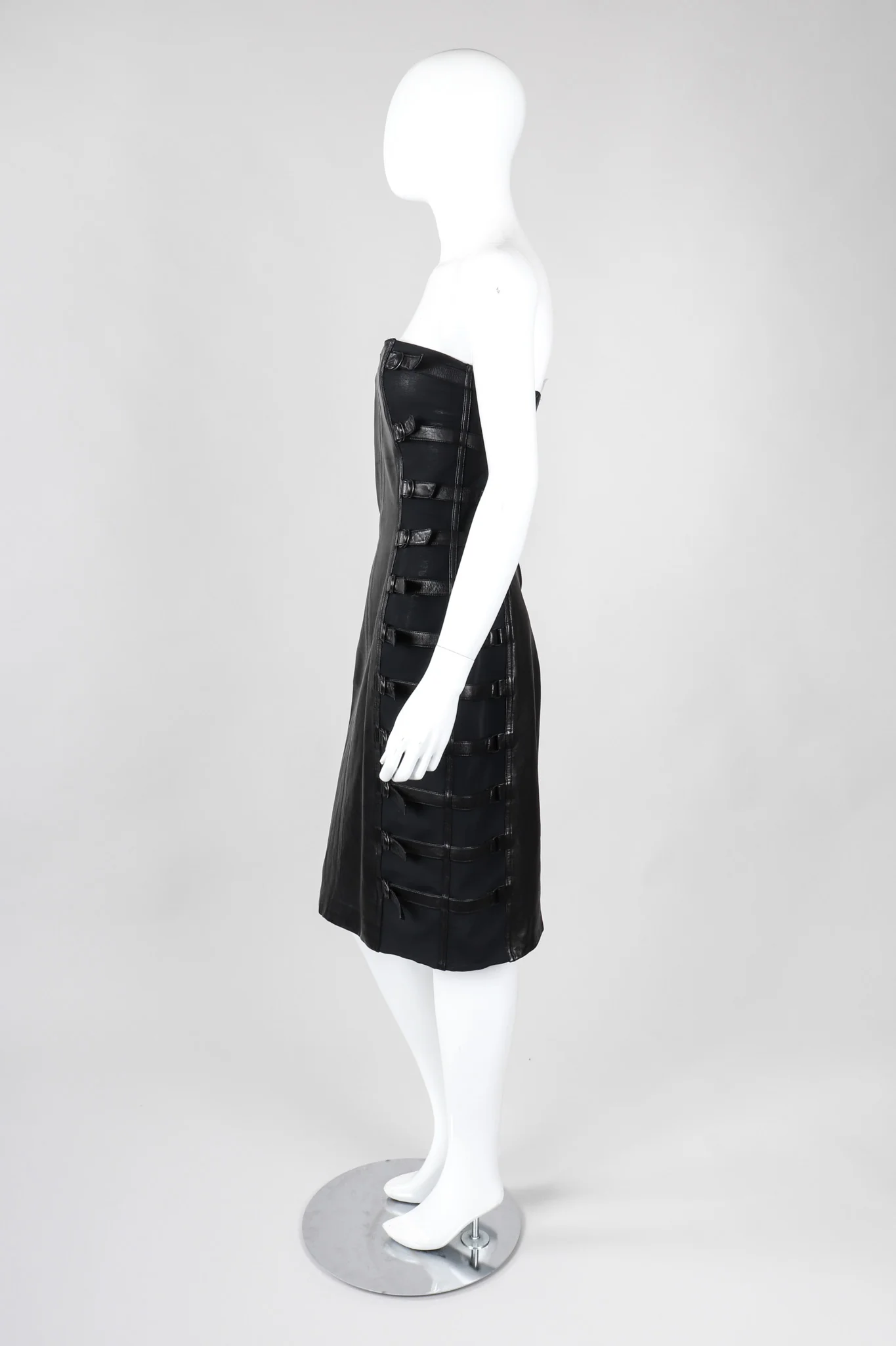Strapless Leather Bondage Cage Dress - Image 4