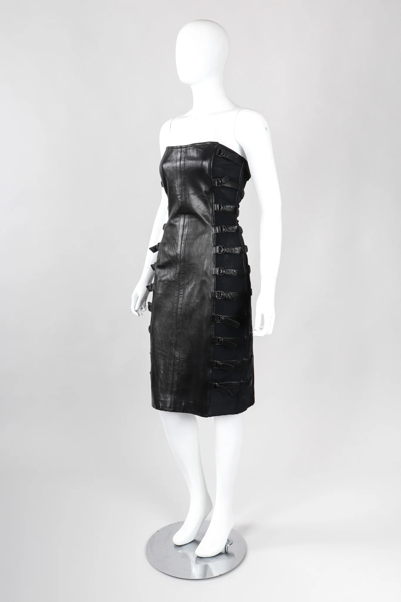 Strapless Leather Bondage Cage Dress - Image 5