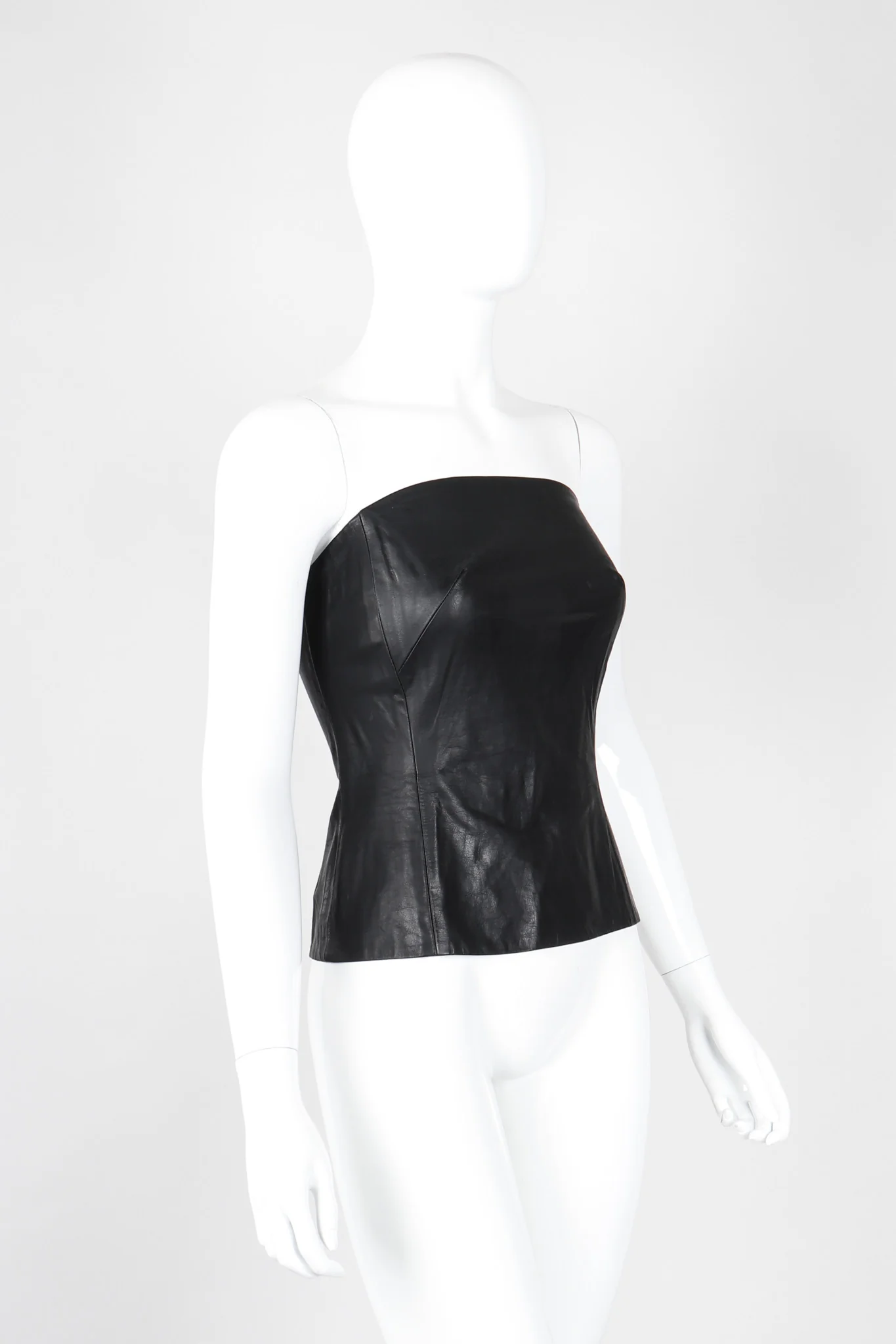 Strapless Leather Bustier Top - Image 3