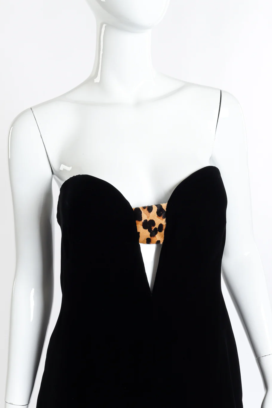 Strapless Velvet & Leopard Cutout Dress - Image 4