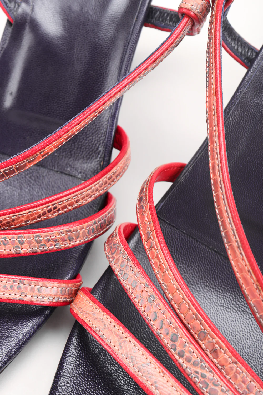 Strappy Square Lizard Sandals - Image 8