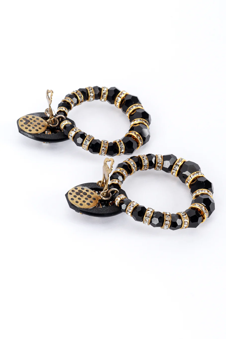 Stripe Rhinestone Hoop Drop Earrings - Image 5