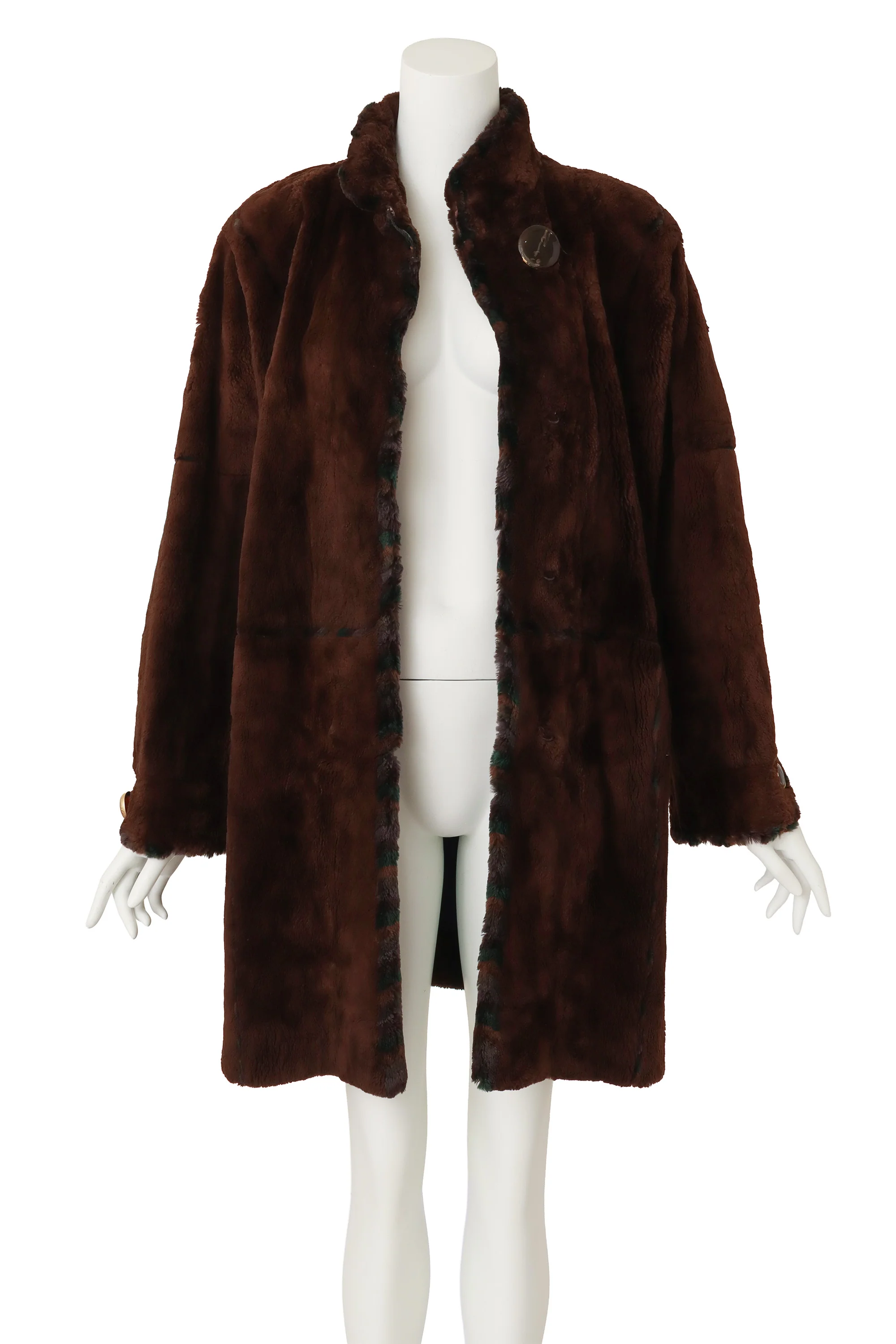Stripe Trim Fur Coat - Image 3