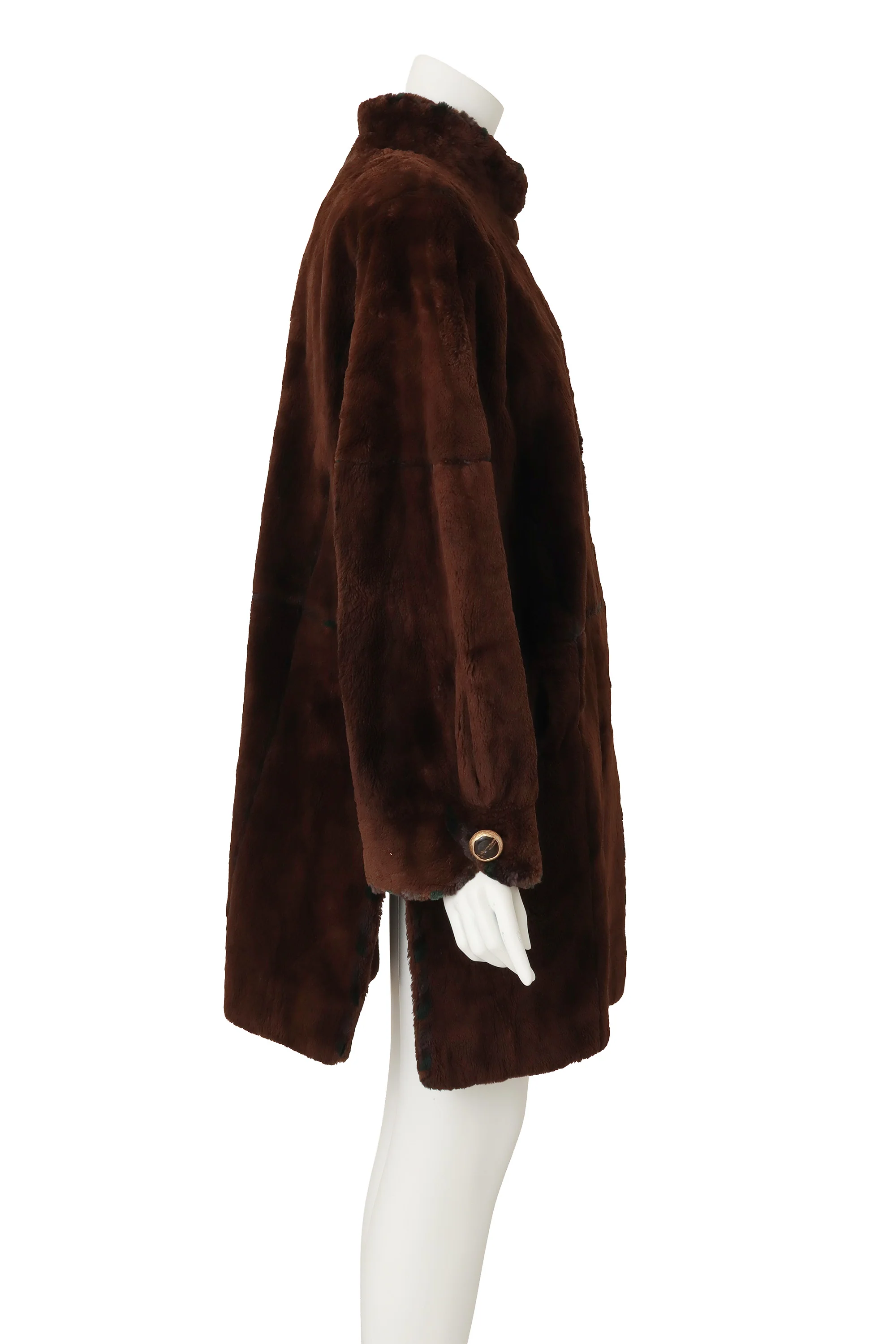 Stripe Trim Fur Coat - Image 4