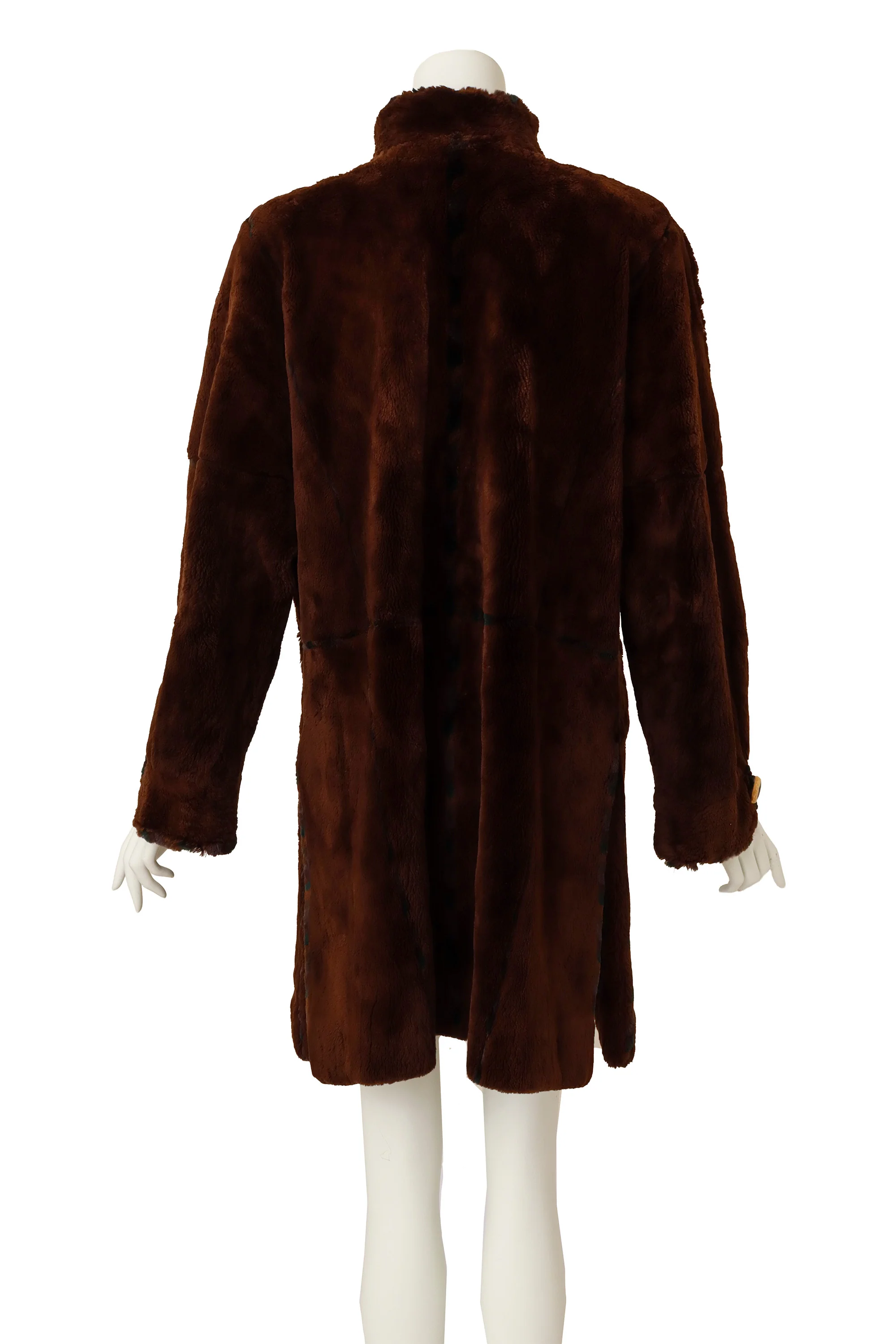 Stripe Trim Fur Coat - Image 5