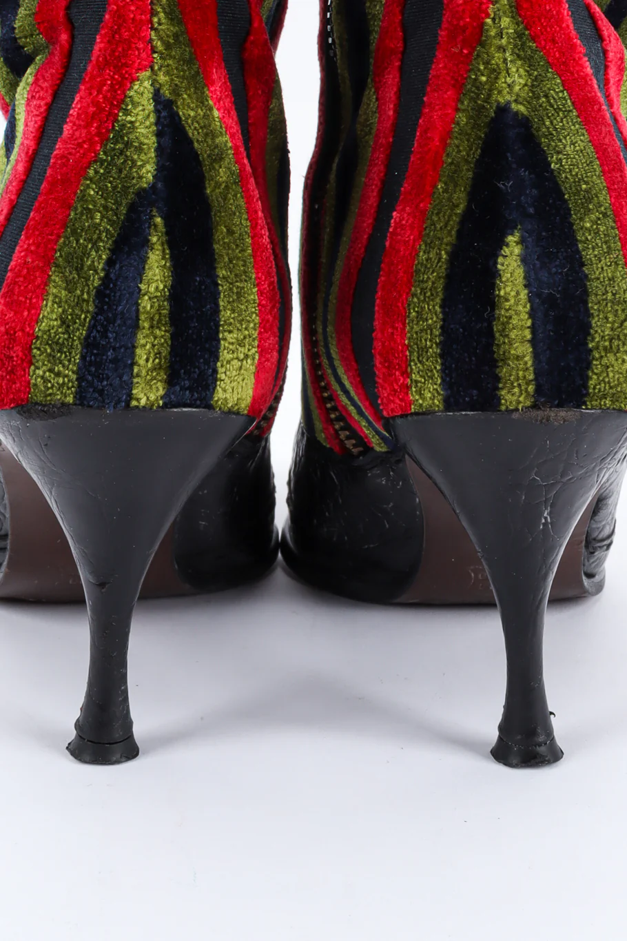 Stripe Velvet & Leather Heel Boot - Image 13