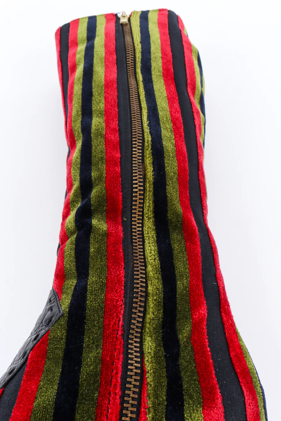 Stripe Velvet & Leather Heel Boot - Image 9