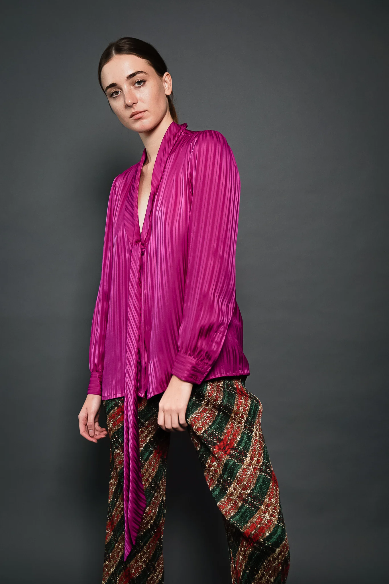 Striped Chelsea Bow Blouse - Image 4