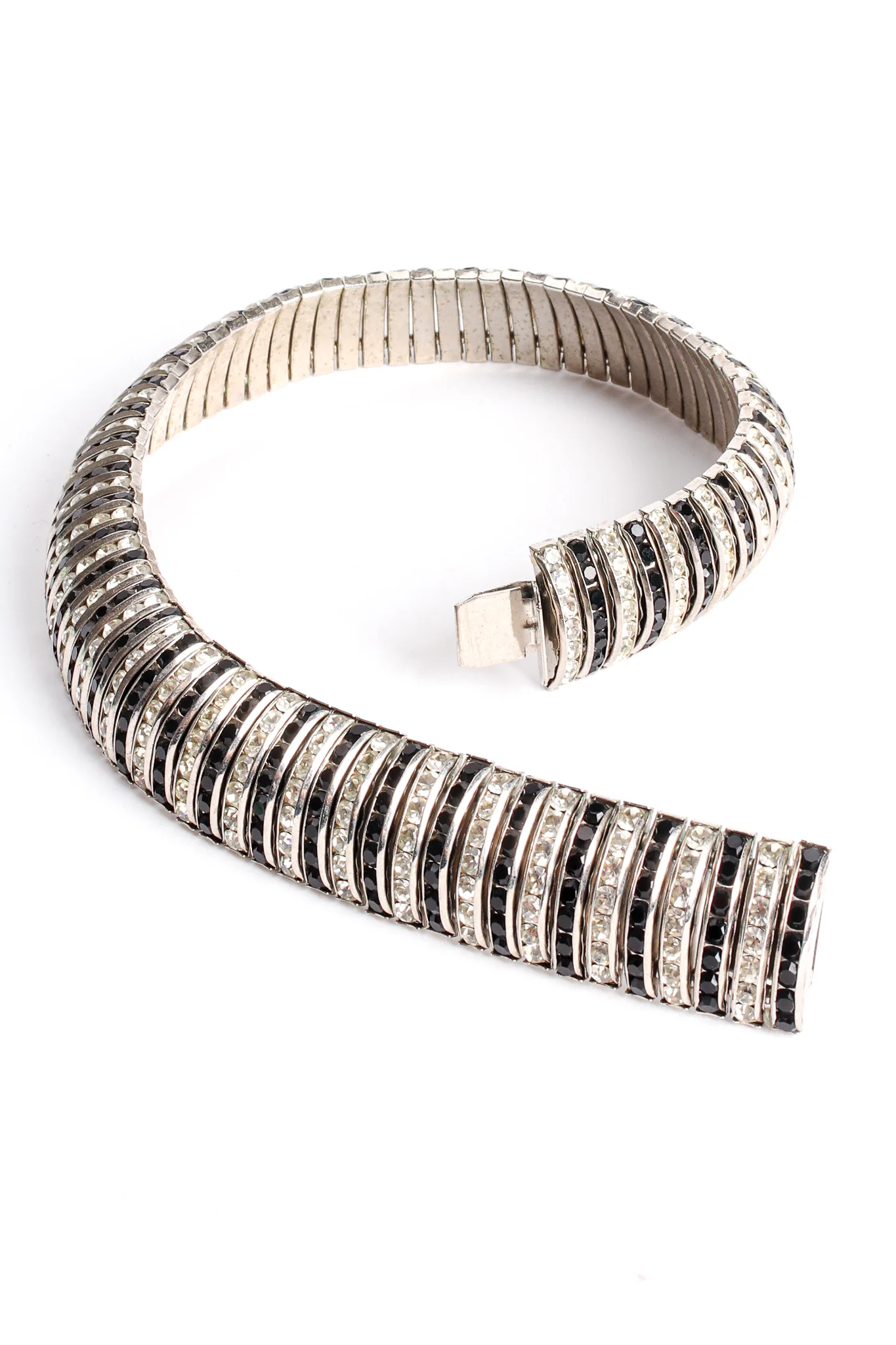 Striped Rhinestone Contour Collar Necklace - Image 4