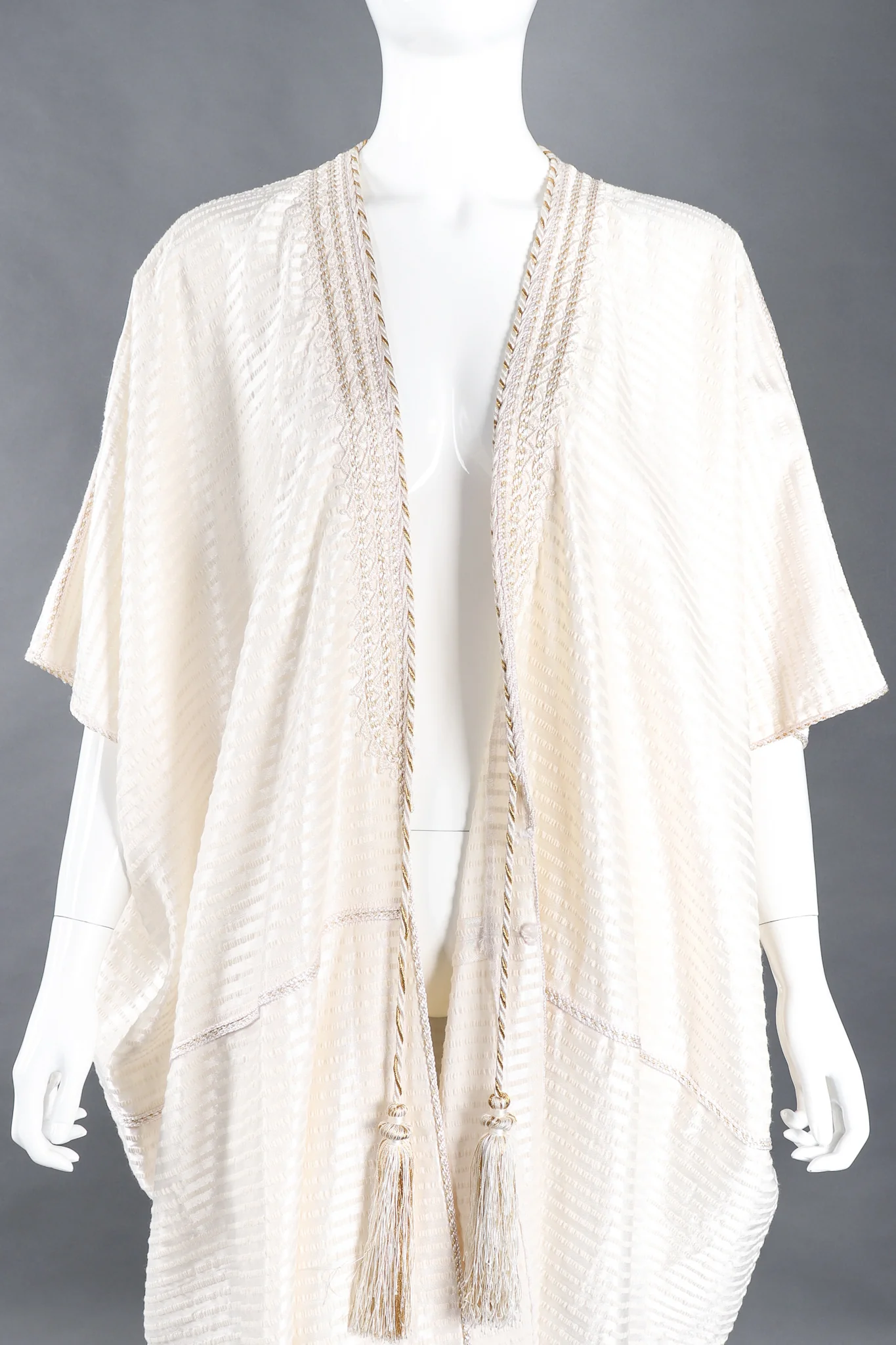 Striped Satin Seersucker Caftan Robe - Image 2