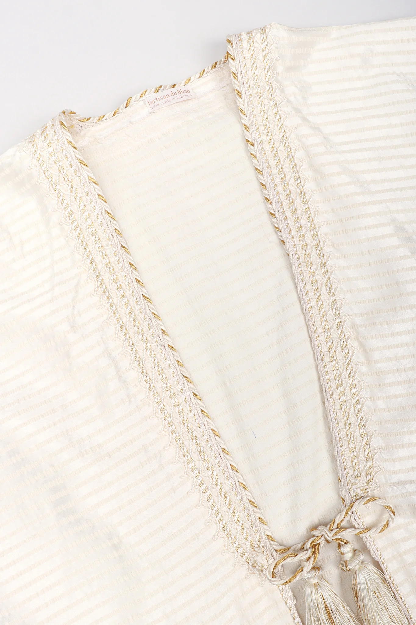 Striped Satin Seersucker Caftan Robe - Image 6